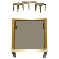 MAISON JANSEN PARIS FOUR MID CENTURY MODERN TABLES EN GLASS SMOKED GLASS