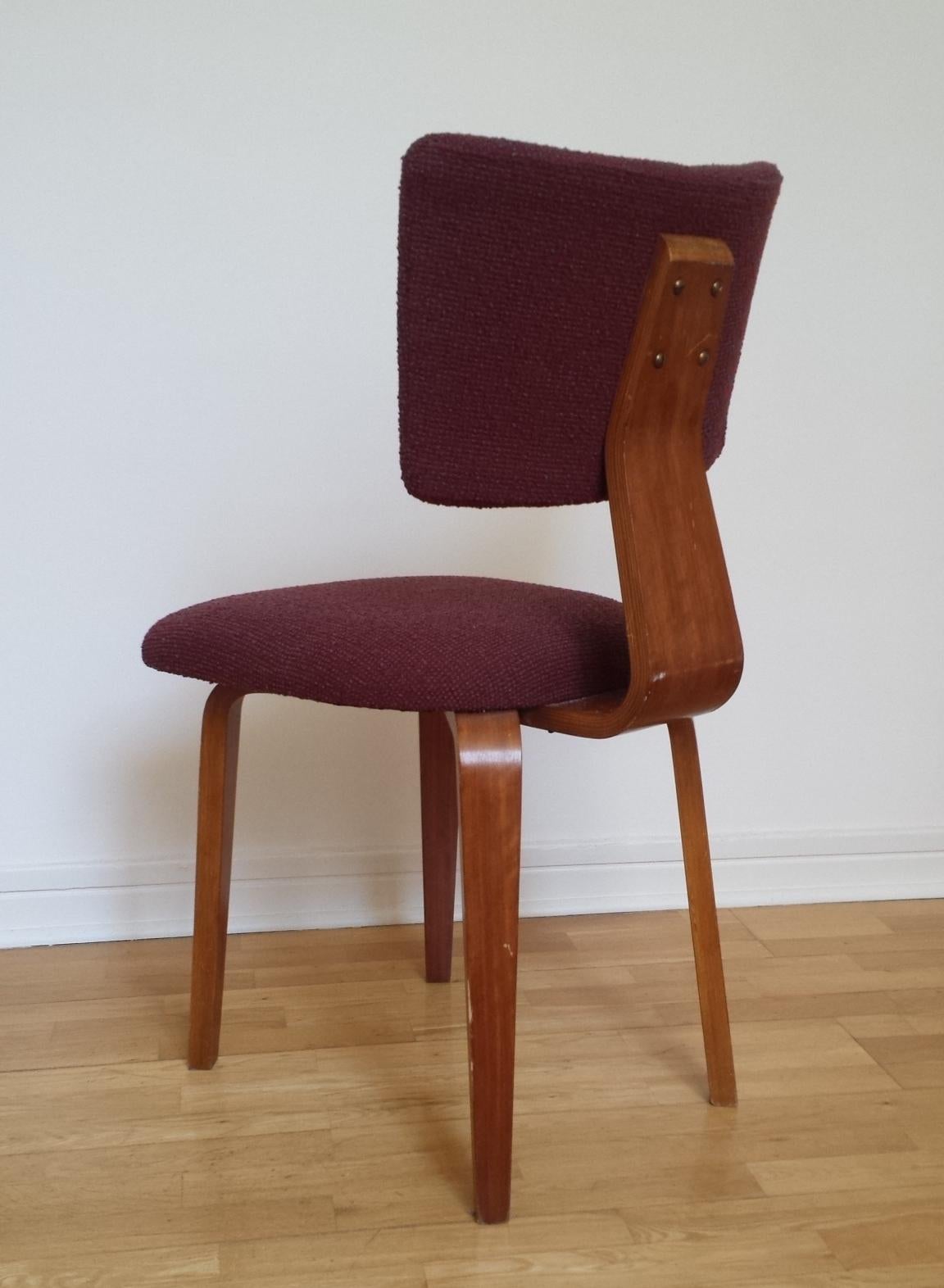 Four Blond Wood Dining Chairs by Dutch Cor Alons 1950s In Excellent Condition For Sale In London, GB