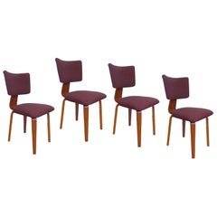 Four Blond Wood Dining Chairs by Dutch Cor Alons 1950s