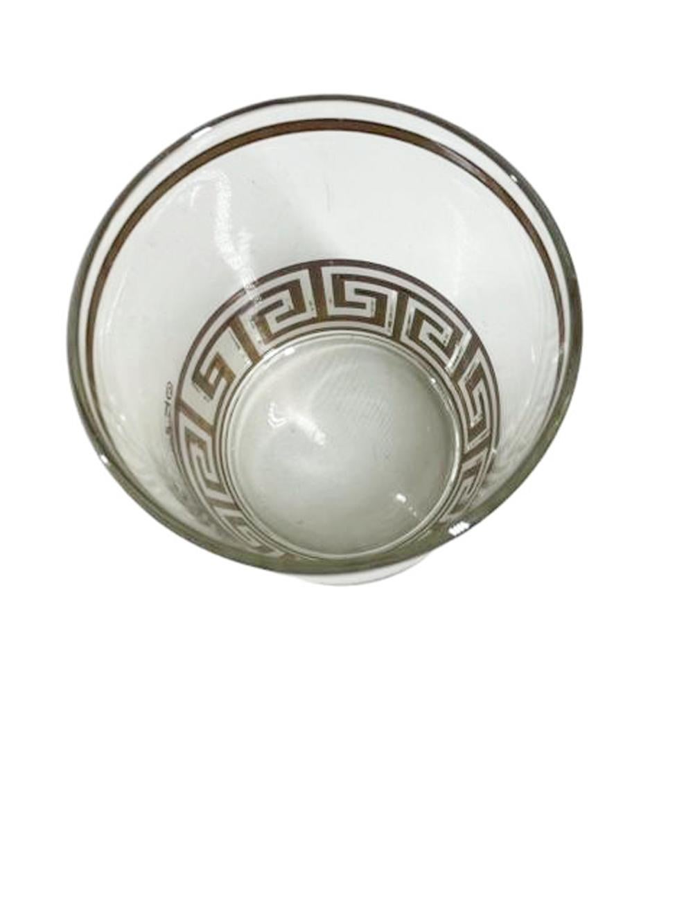 XX secolo Quattro bicchieri da ghiaccio della metà del secolo scorso con design a chiave greca di Culver, LTD. in vendita