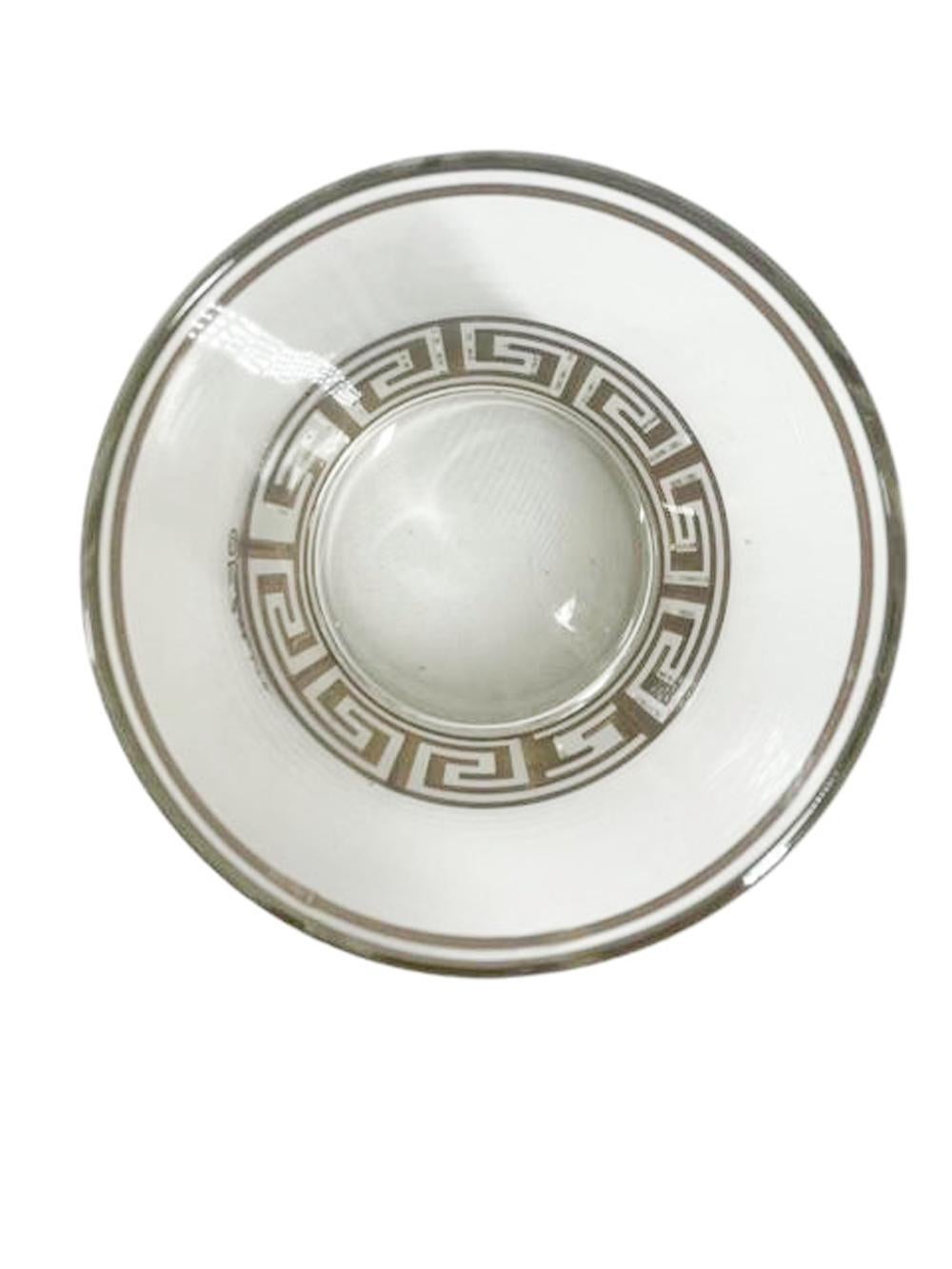 Vetro Quattro bicchieri da ghiaccio della metà del secolo scorso con design a chiave greca di Culver, LTD. in vendita