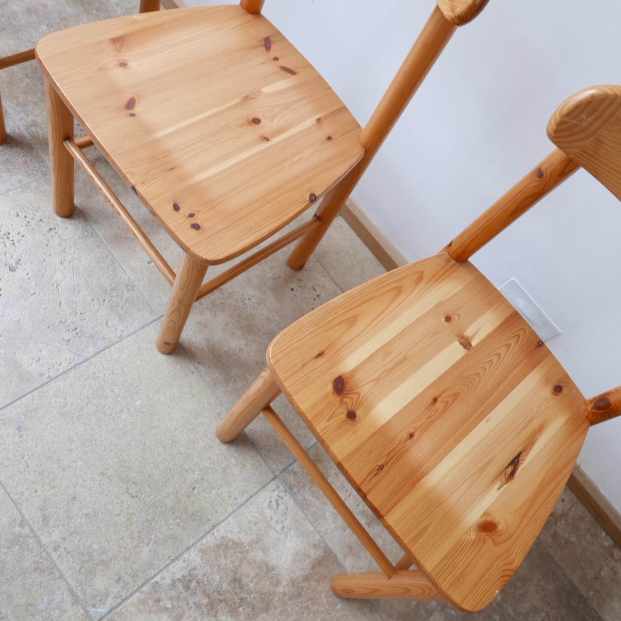 Four Midcentury Pine Dining Chairs 6