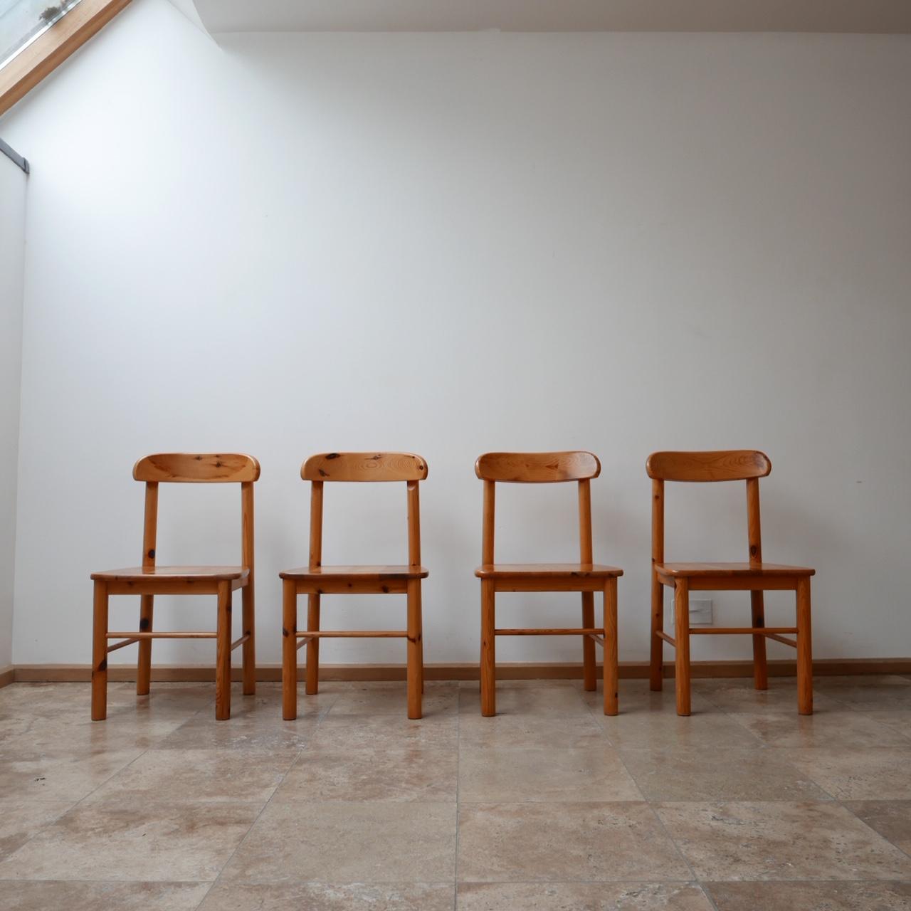 Four Midcentury Pine Dining Chairs 4