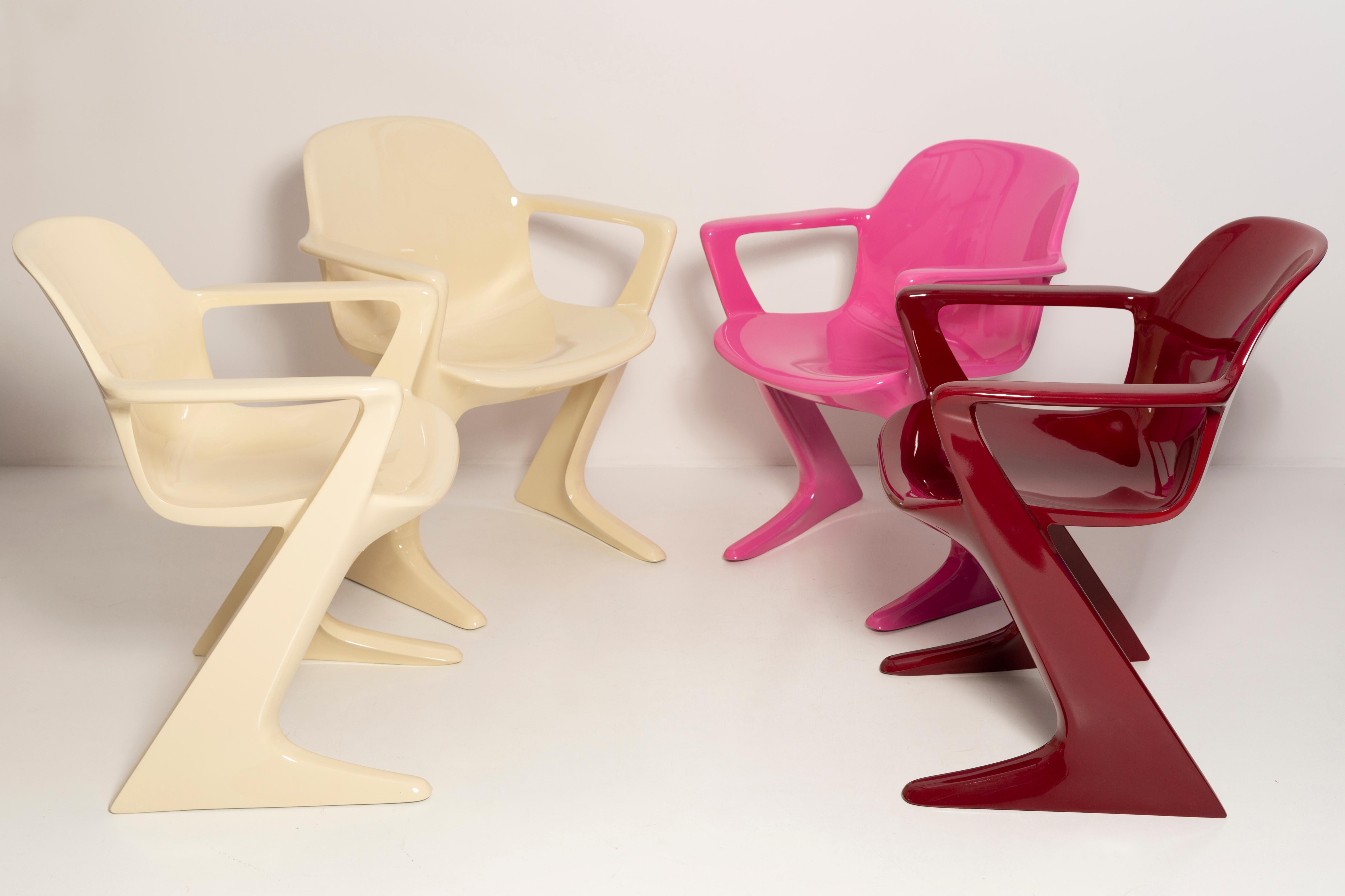 Lacquered Four Mid-Century Pink Beige Red Kangaroo Chairs, Ernst Moeckl, Germany, 1960s For Sale