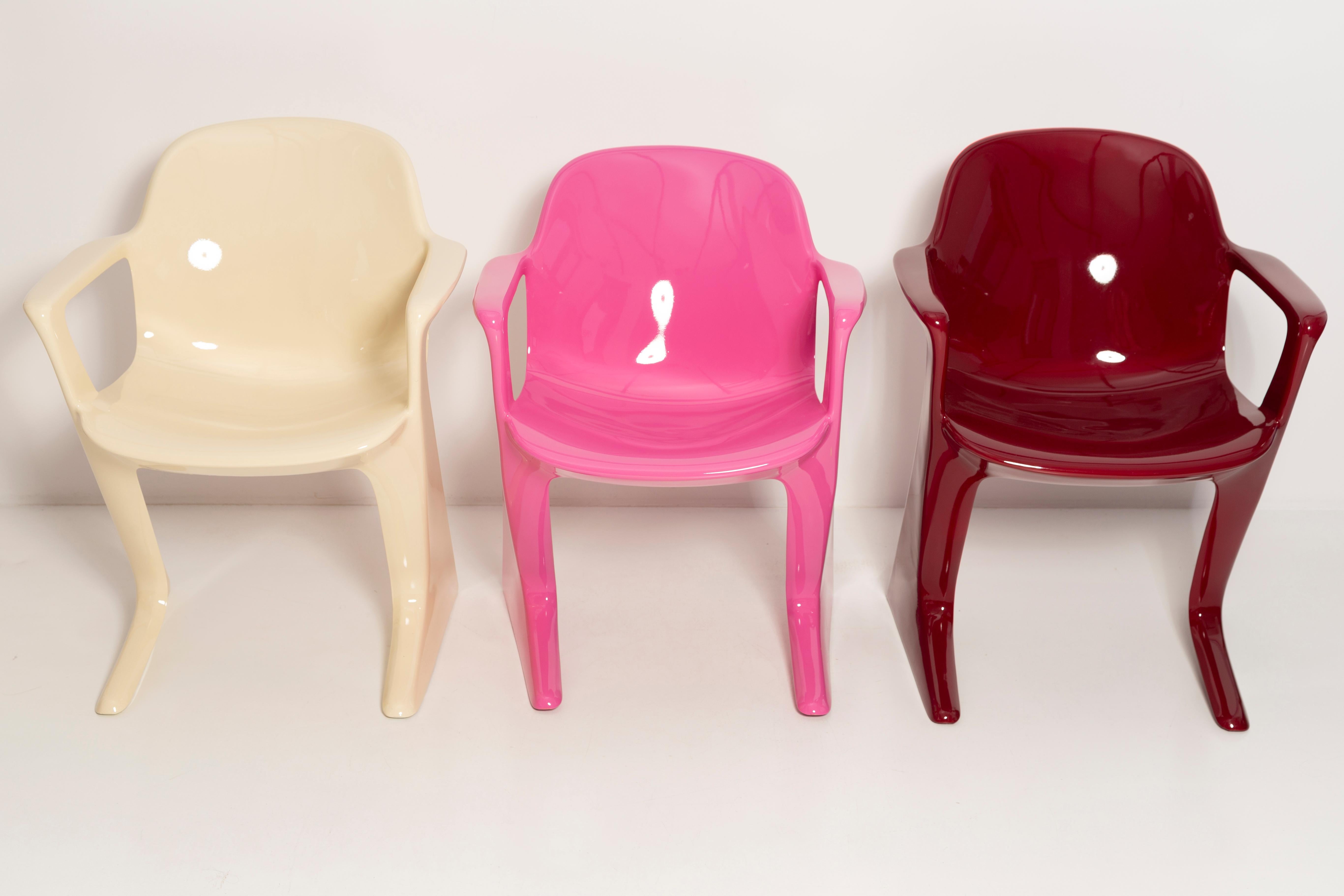 20th Century Four Mid-Century Pink Beige Red Kangaroo Chairs, Ernst Moeckl, Germany, 1960s For Sale
