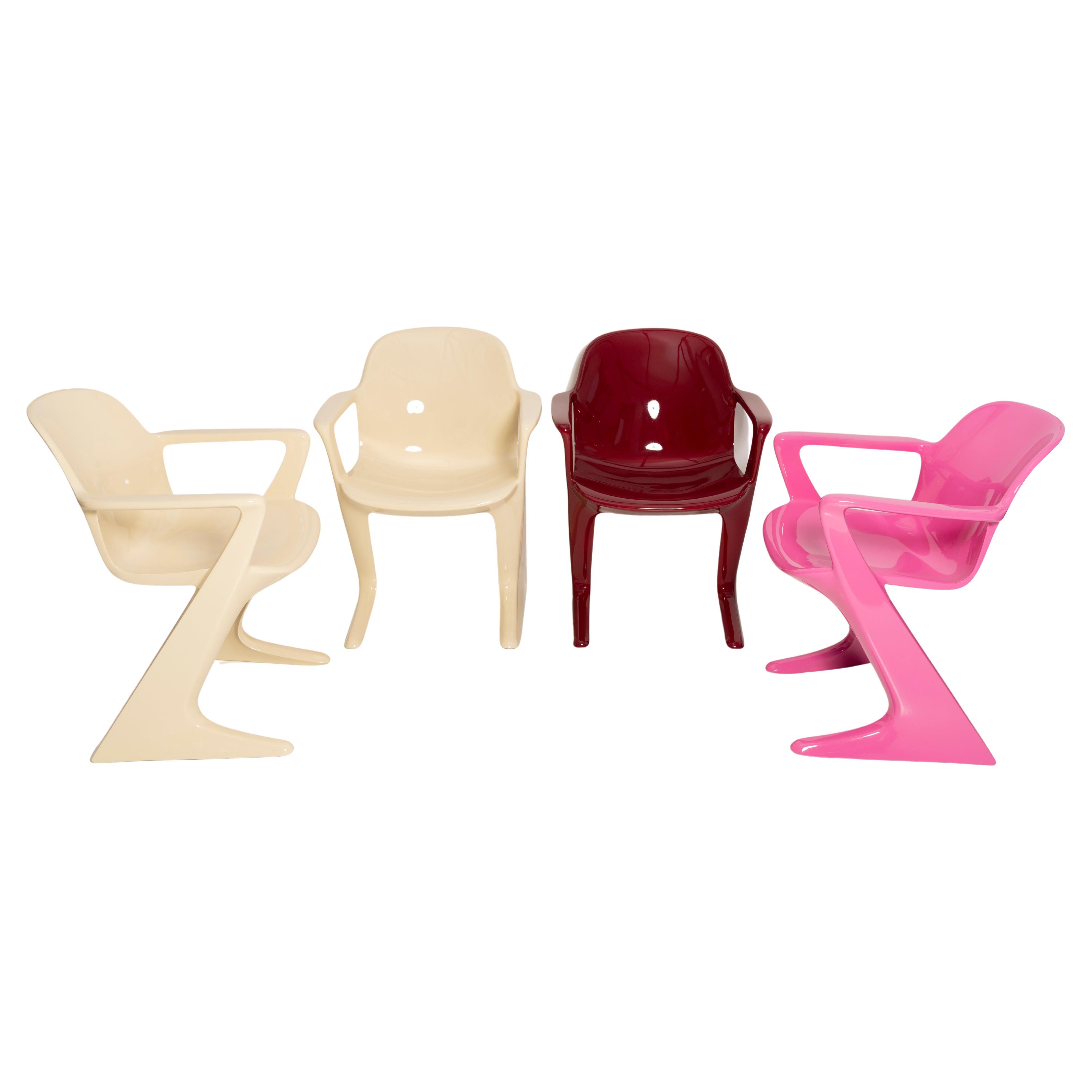 Four Mid-Century Pink Beige Red Kangaroo Chairs, Ernst Moeckl, Germany, 1960s For Sale