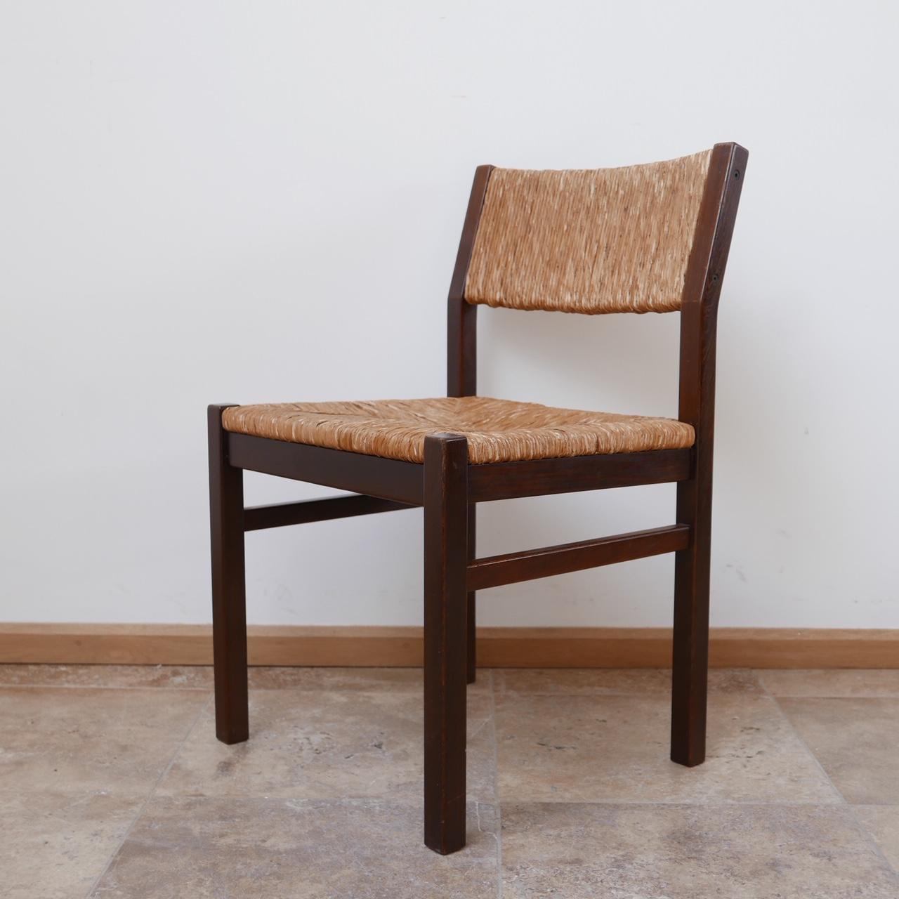 Four Mid-Century Rush Dutch Dining Chairs '4' 10