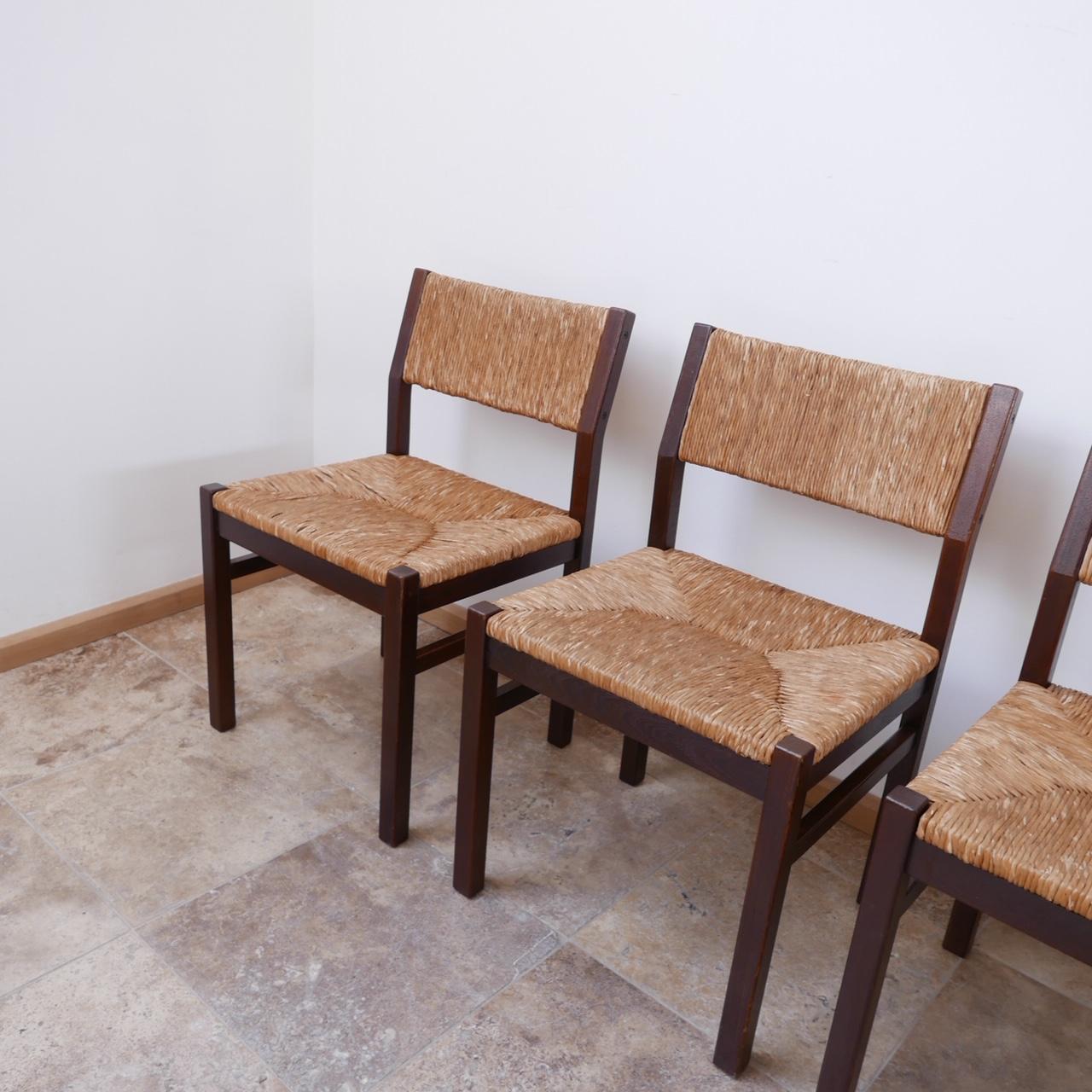 Four Mid-Century Rush Dutch Dining Chairs '4' In Good Condition In London, GB