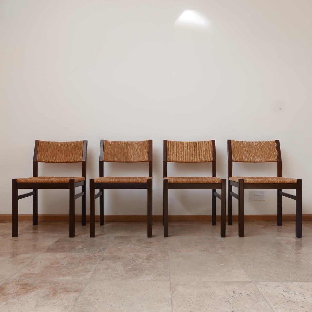 Four Mid-Century Rush Dutch Dining Chairs '4' 2