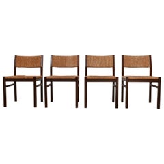 Four Mid-Century Rush Dutch Dining Chairs '4'