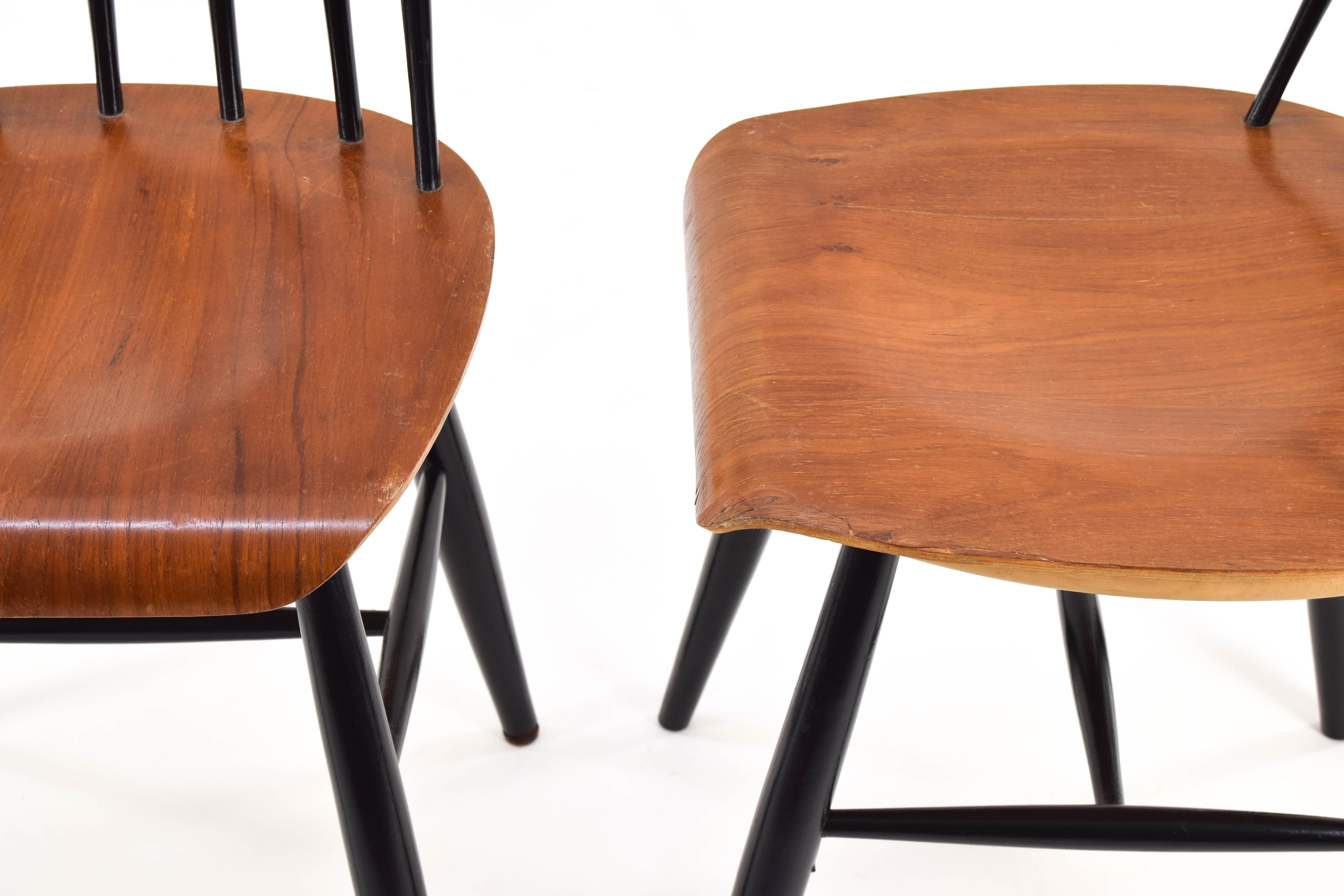 Four Mid Century Scandinavian Modern Fanett Dining Chairs by Ilmari Tapiovaara For Sale 9