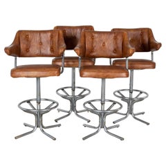 Four Mid-Century Swivel Bar Stools 1970s