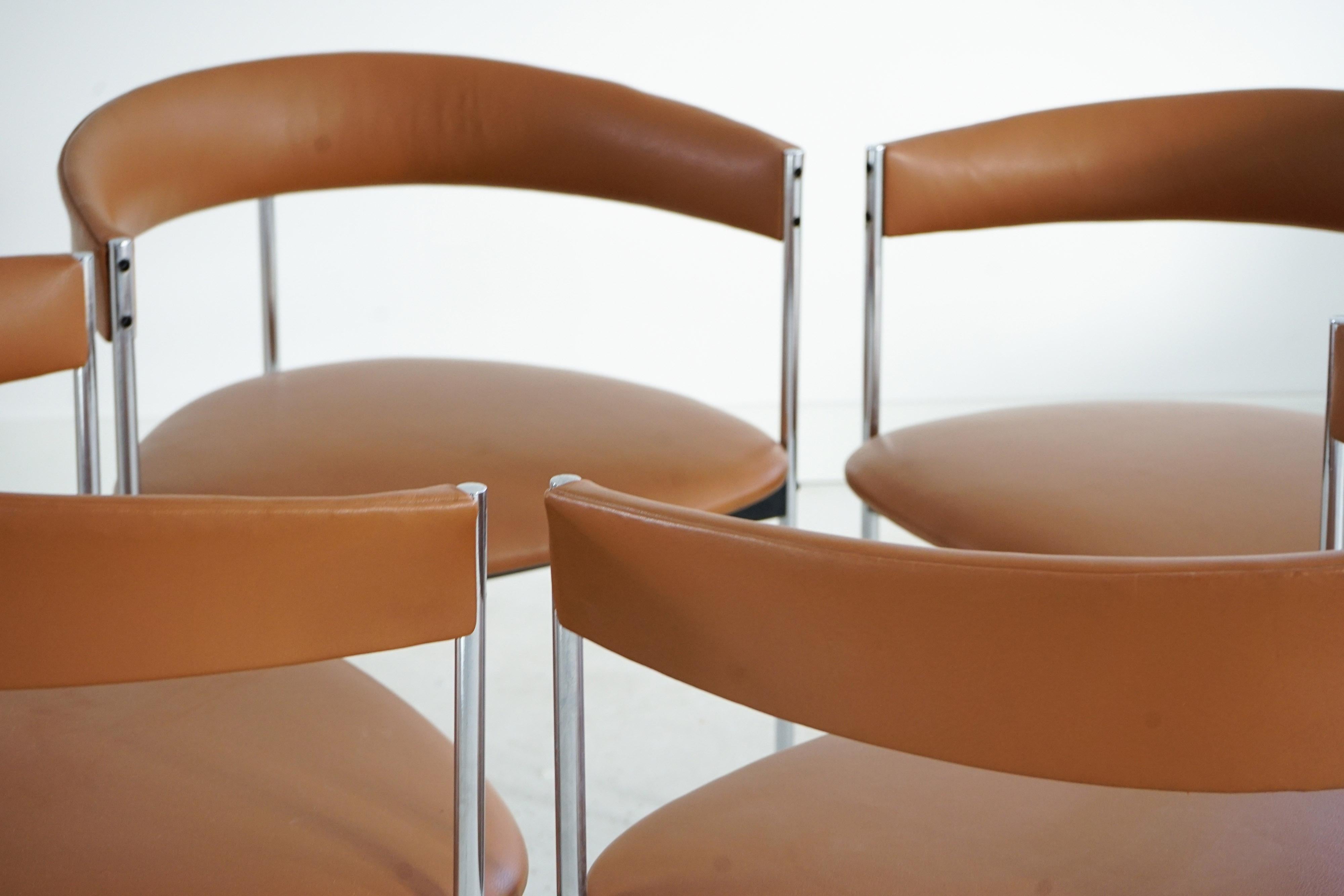 Steel Four Mid-Century Three-legged Chairs by Dieter Waeckerlin for Idealheim, 1970s For Sale