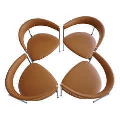 Four Mid-Century Three-legged Chairs by Dieter Waeckerlin for Idealheim, 1970s