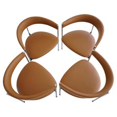 Four Mid-Century Three-legged Chairs by Dieter Waeckerlin for Idealheim, 1970s