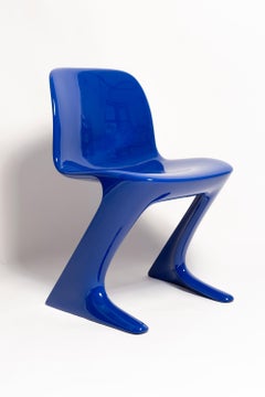 Four Mid Century Ultramarine Blue Kangaroo Chairs, Ernst Moeckl, Germany, 1968