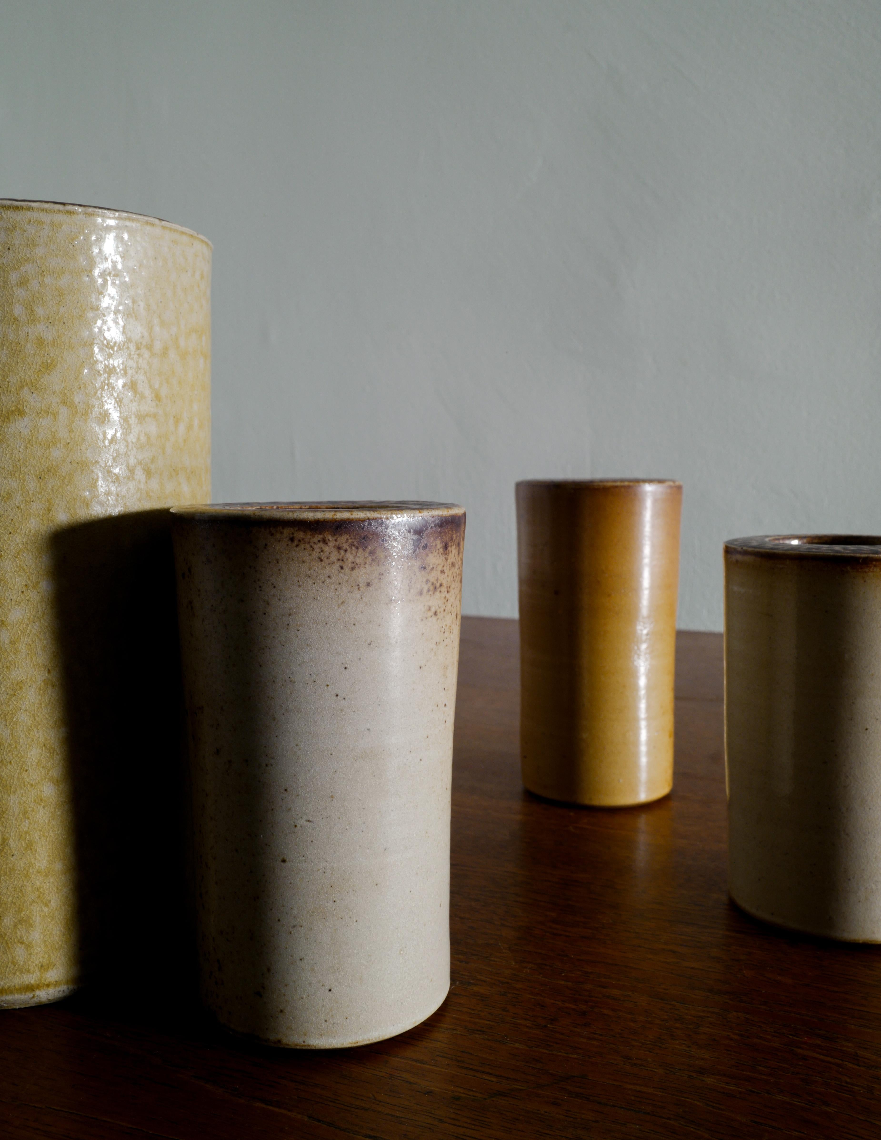 Stoneware Four Mid-Century Vases Ceramics Produced by Wallåka, Sweden, 1940s For Sale