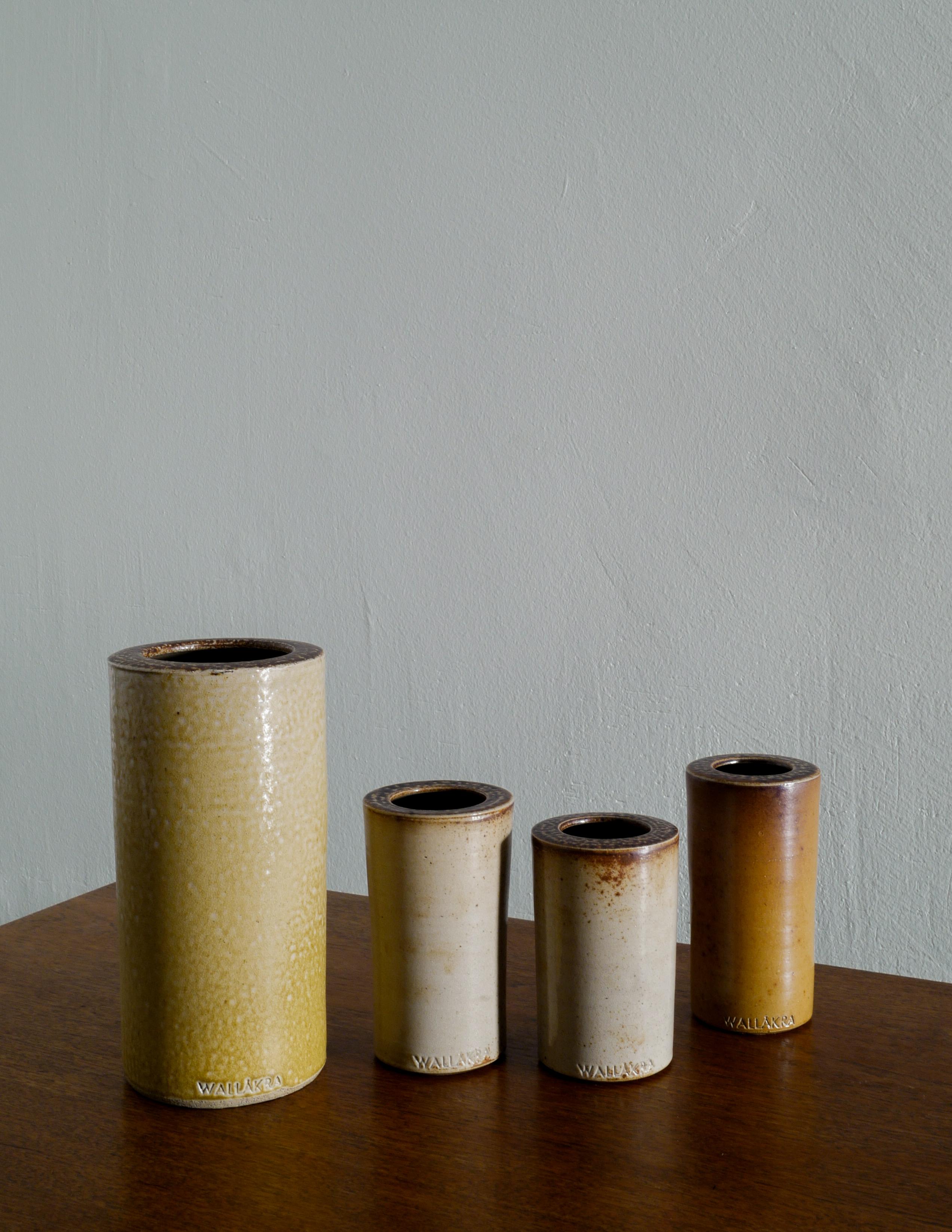 Four Mid-Century Vases Ceramics Produced by Wallåka, Sweden, 1940s For Sale 1