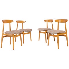 Cuatro Sillas de Comedor Pixel Negras de Mediano Siglo, Años 60