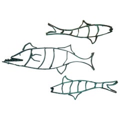 Four Midcentury Copper Fish Sculpture