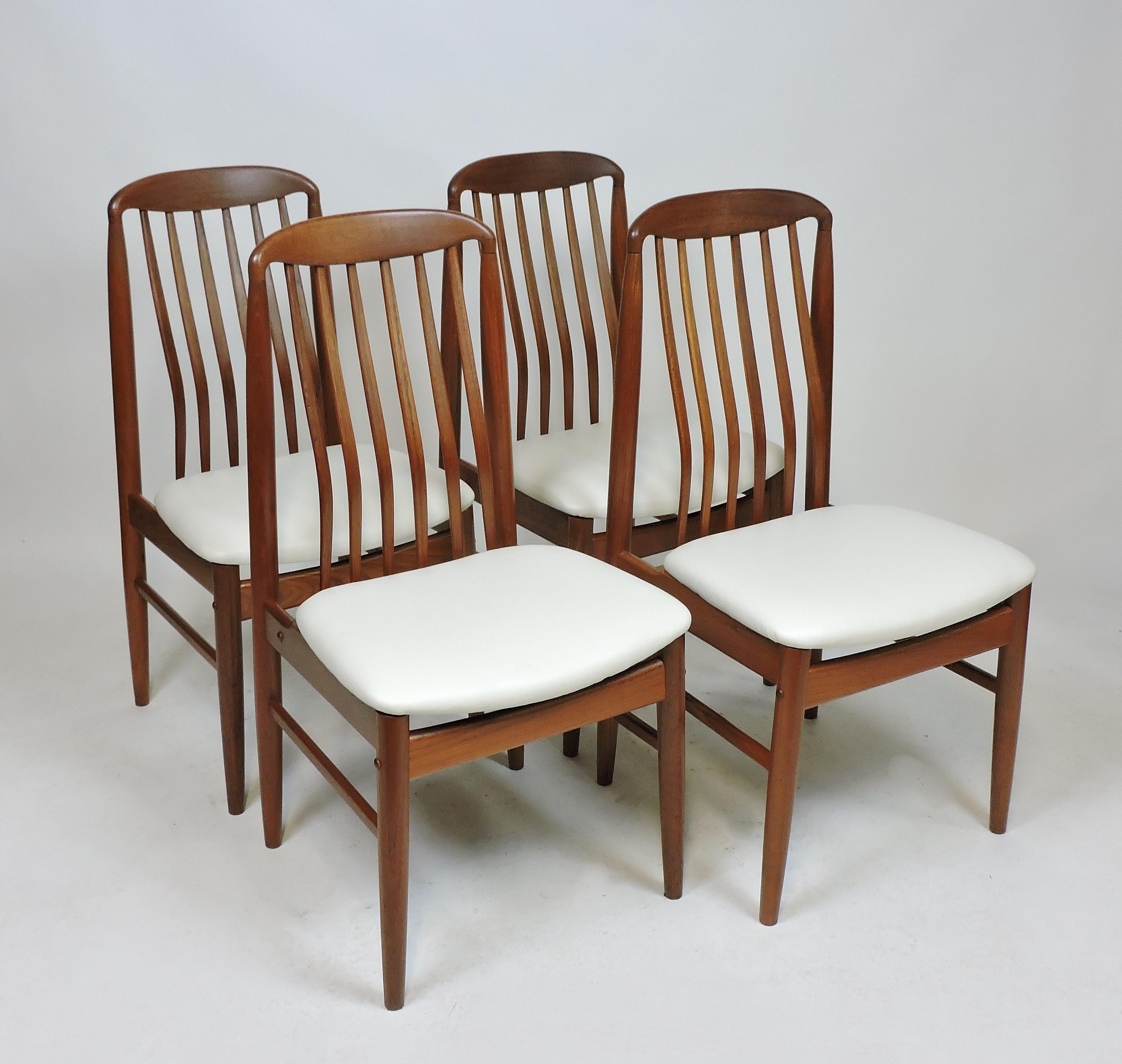 Thai Four Midcentury Danish Modern Teak Benny Linden Dining Chairs