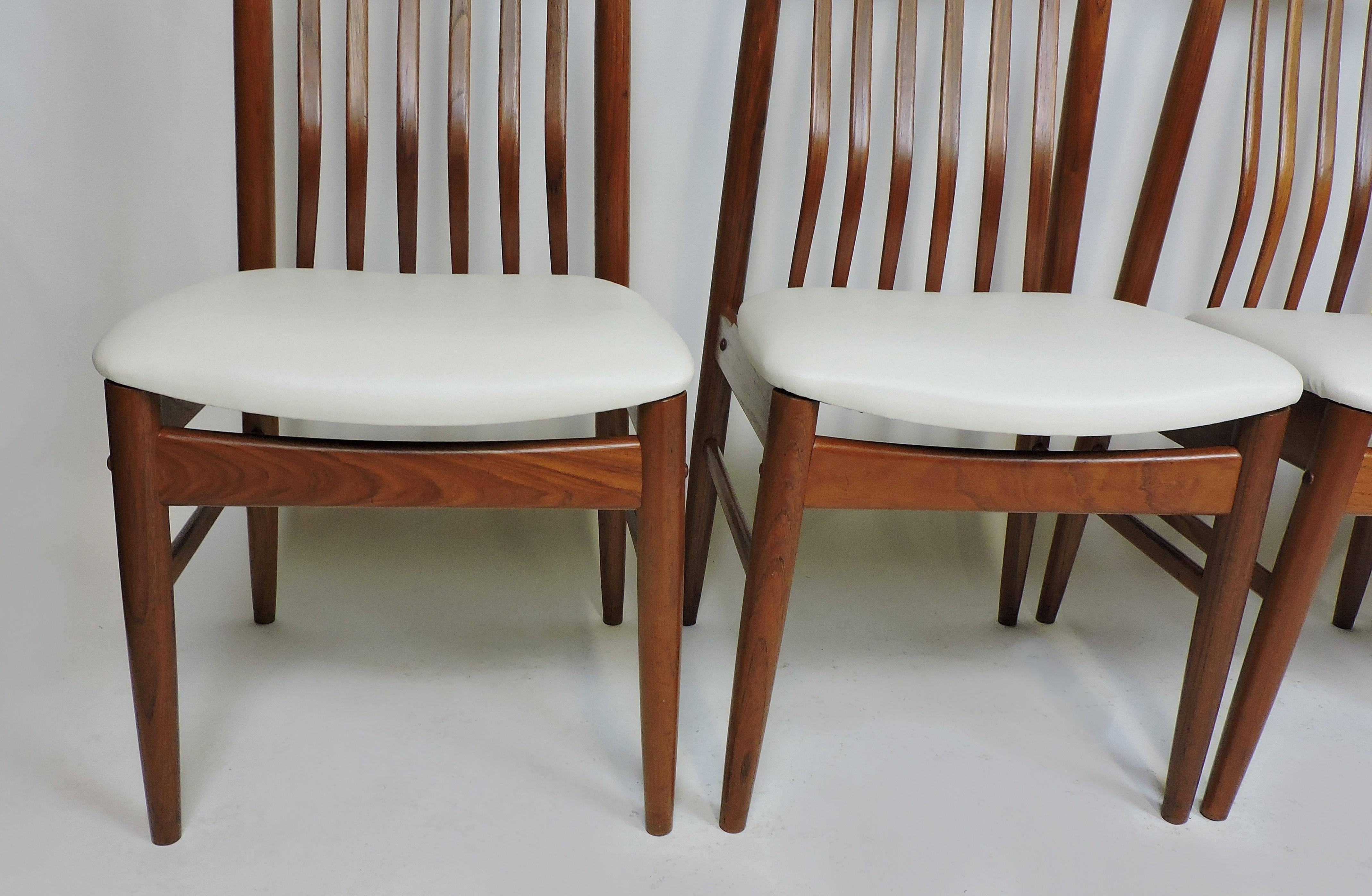 Upholstery Four Midcentury Danish Modern Teak Benny Linden Dining Chairs