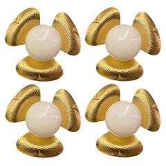 Four Midcentury Italian Sconces or Ceiling Lights in the Manner of T. Barbi