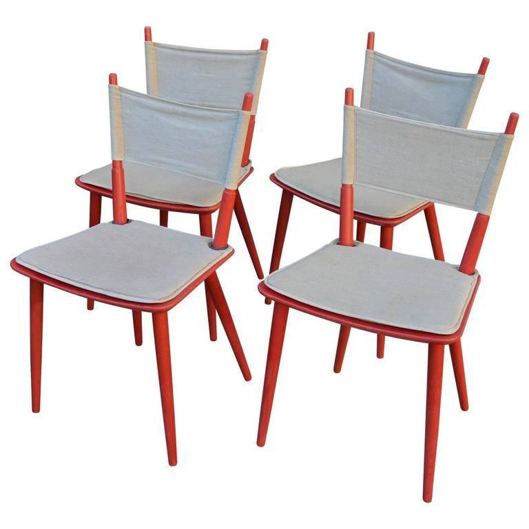 Painted Set of Four Danish Jørgen Bækmark Dining Chairs, Mid-Century Modern