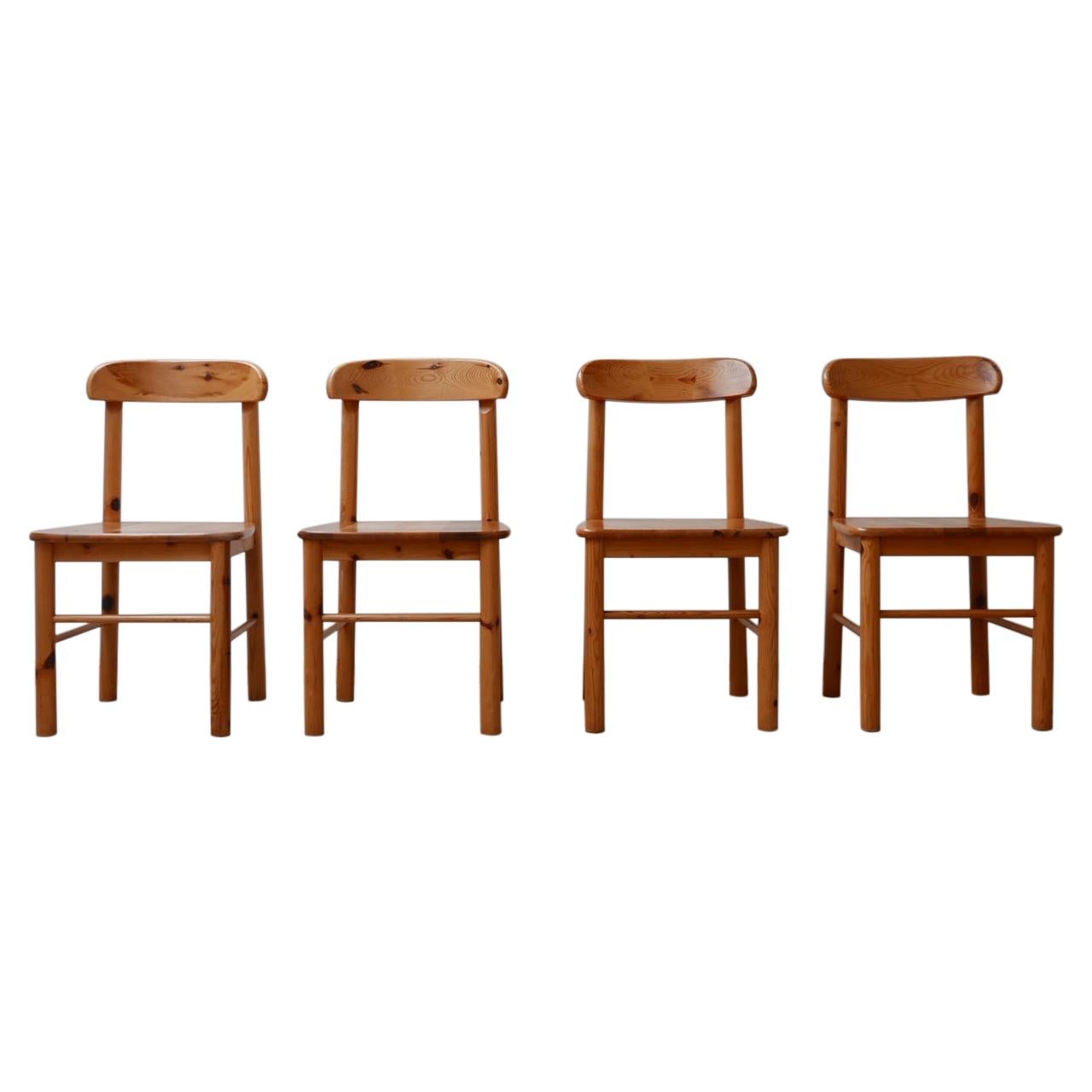 Four Midcentury Pine Dining Chairs
