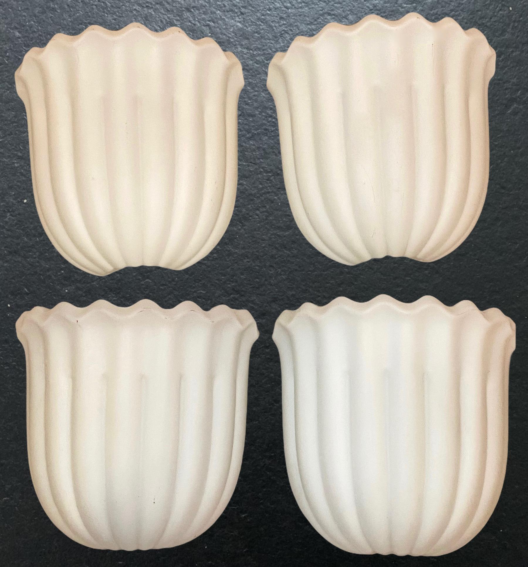 Four Milk Glass Ribbed Sconces Glashütte Limburg, Germany, 1960s 7