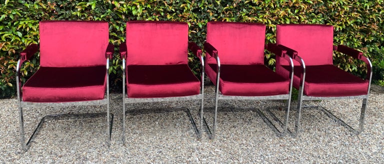 Set of Four Milo Baughman for Thayer Coggin Upholstered Chrome Chairs For Sale 7