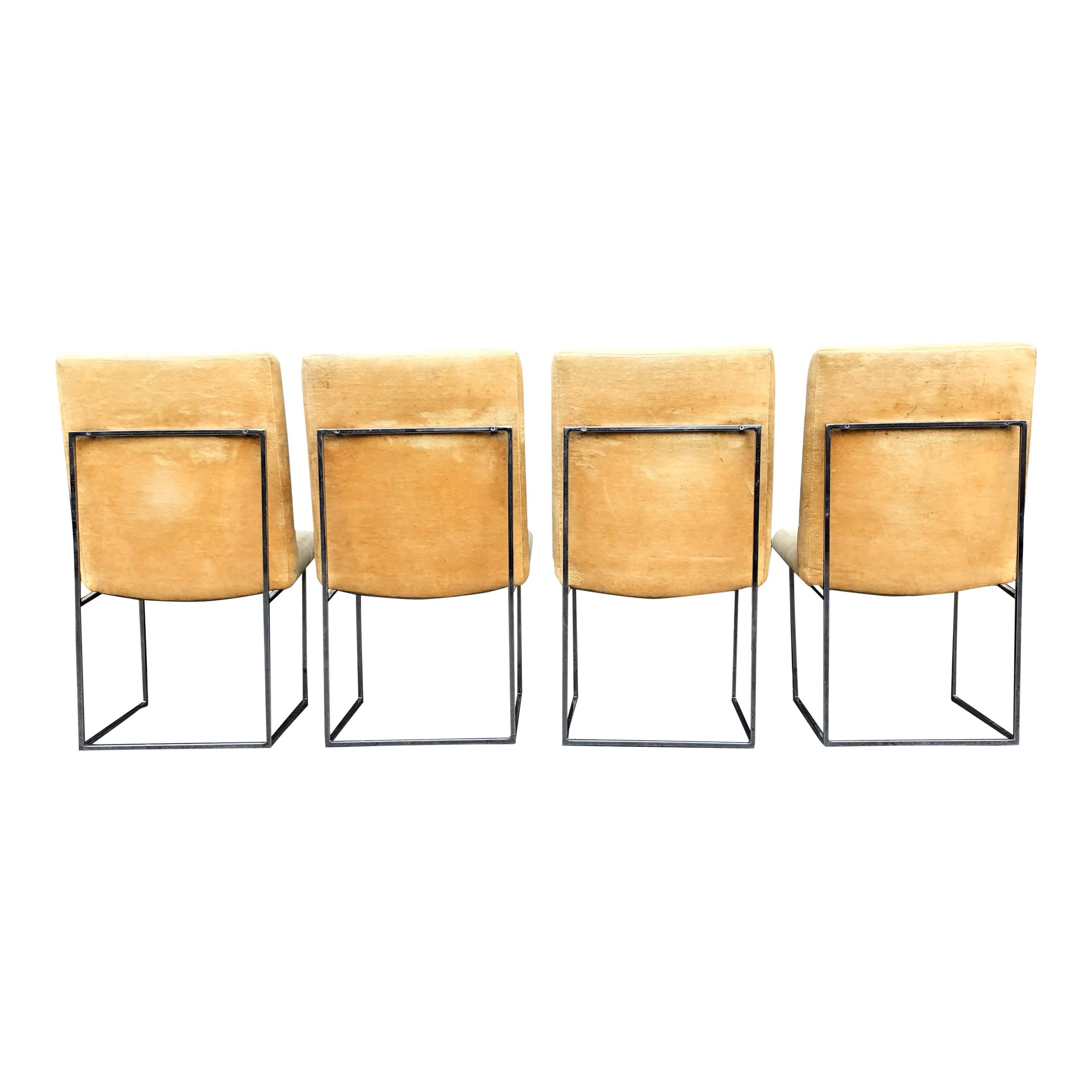 Mid-Century Modern Four Milo Baughman for Thayer Coggin Thin Bronze Dining Chairs