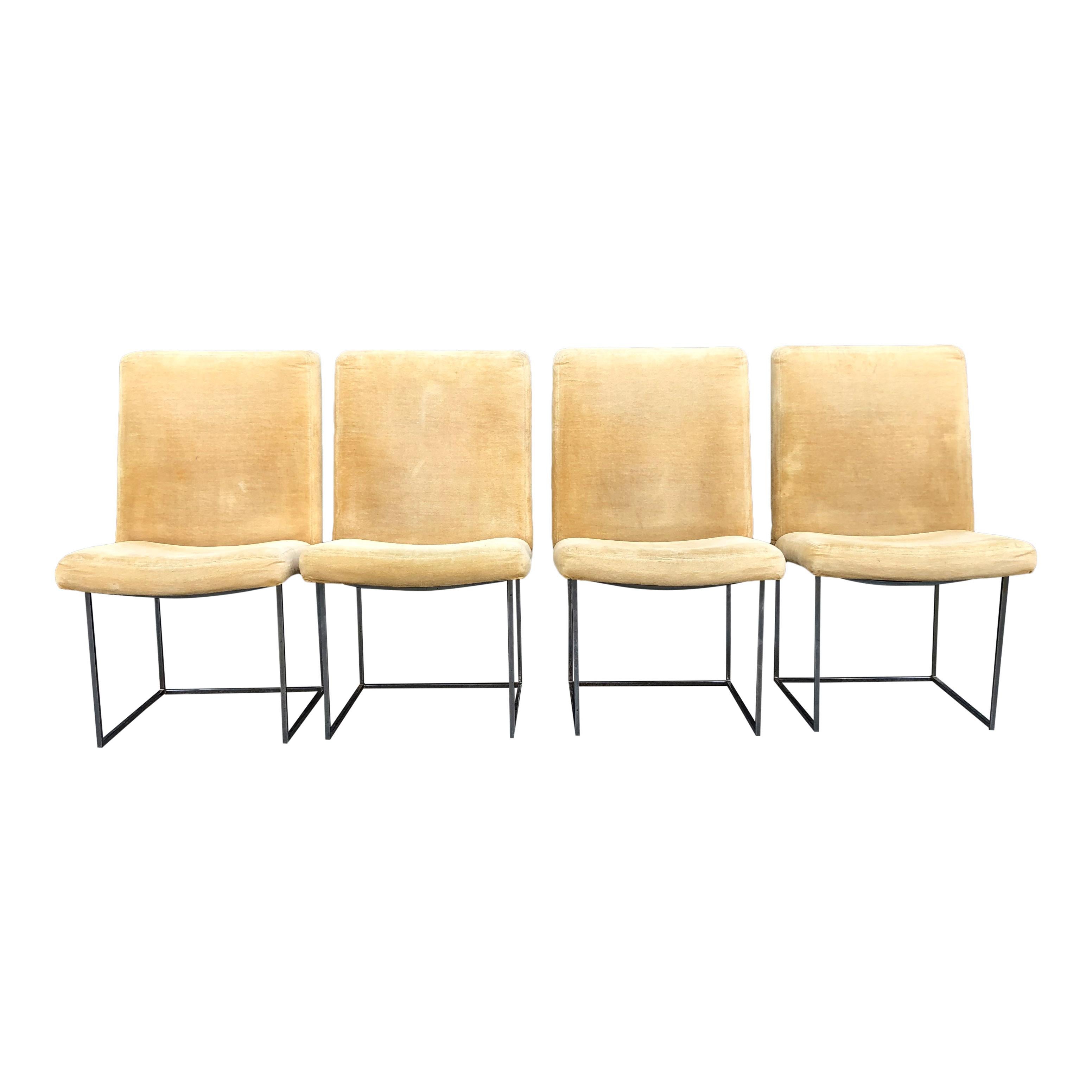 Four Milo Baughman for Thayer Coggin Thin Bronze Dining Chairs