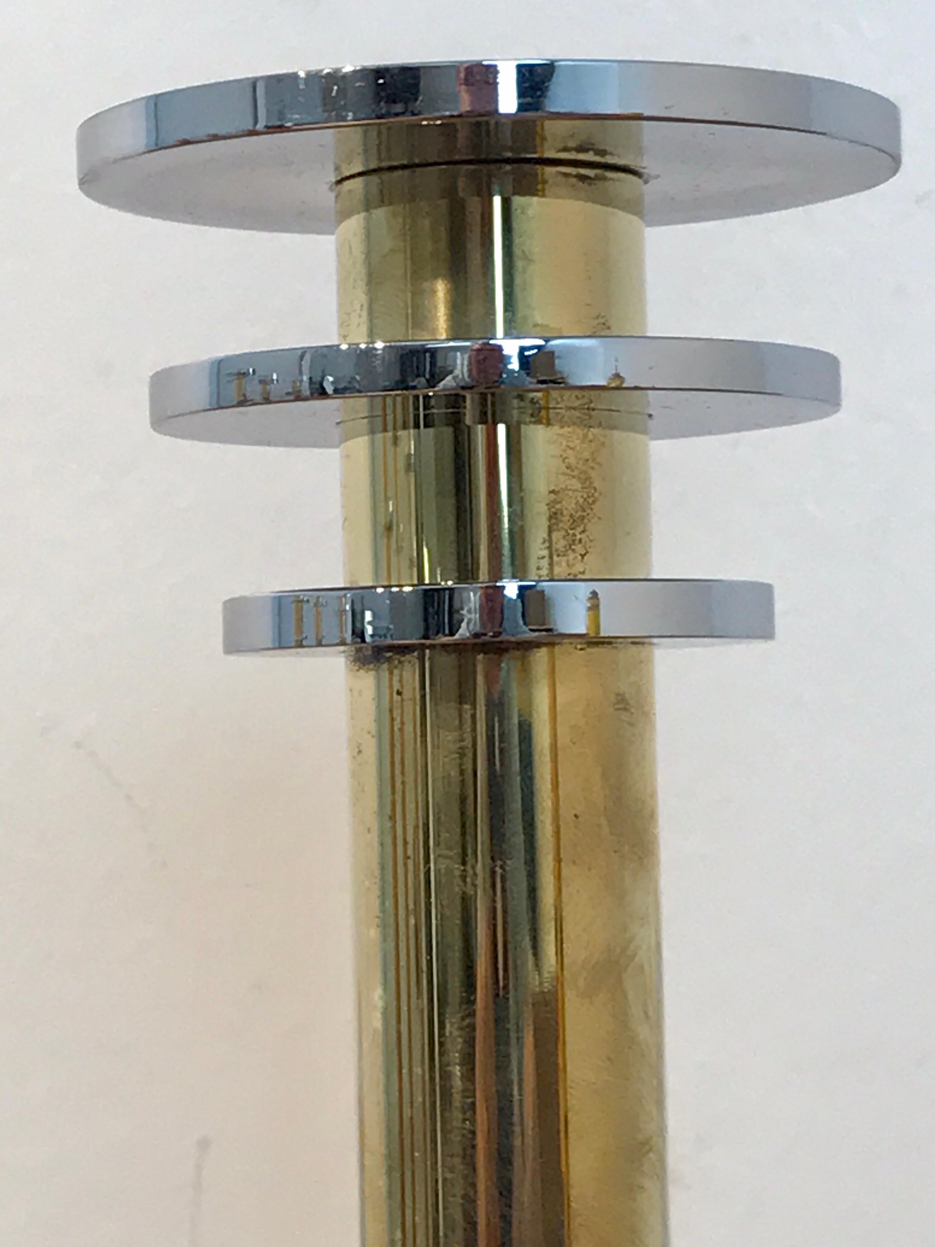 Four Modern Brass and Silver Plate Candlesticks in the Style Swid Powell 2