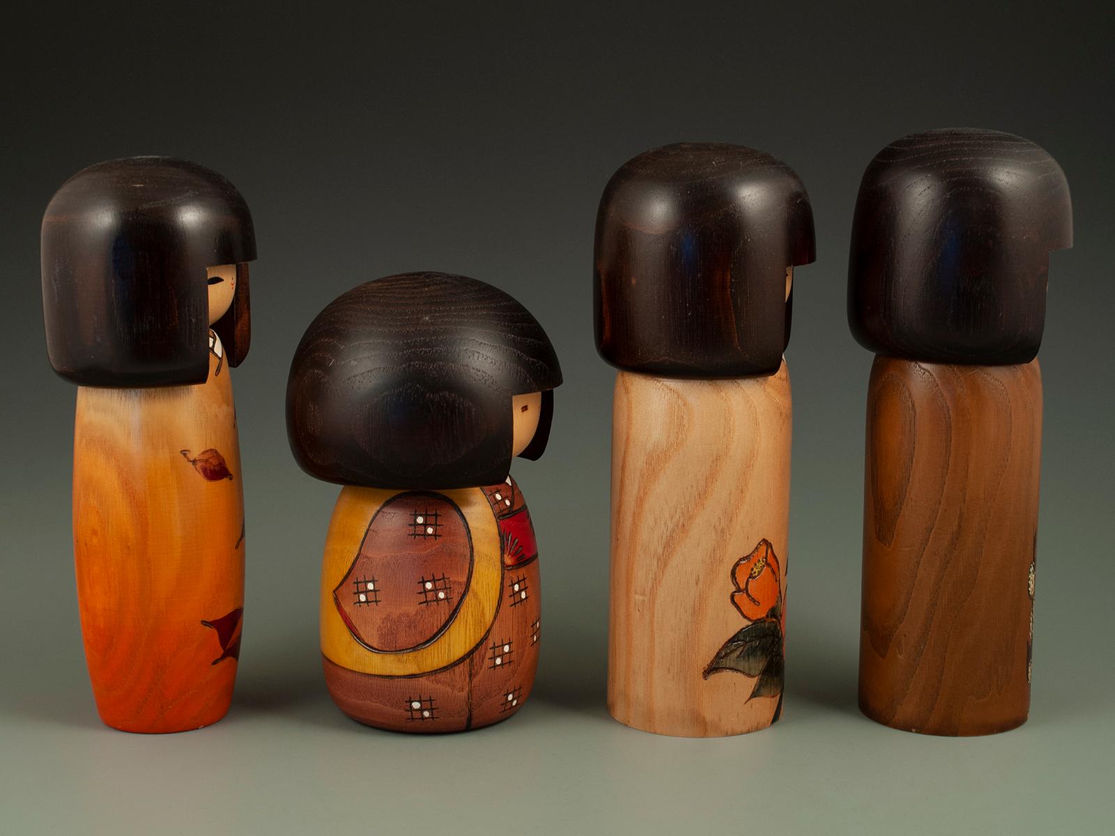 Four modern creative Kokeshi dolls by Okamoto Usaburo, Japan

Okamoto Usaburo (1917-2009) was a highly regarded artist of the Sosaku Kokeshi Movement, receiving numerous awards during his career, including the prize of the Minister of