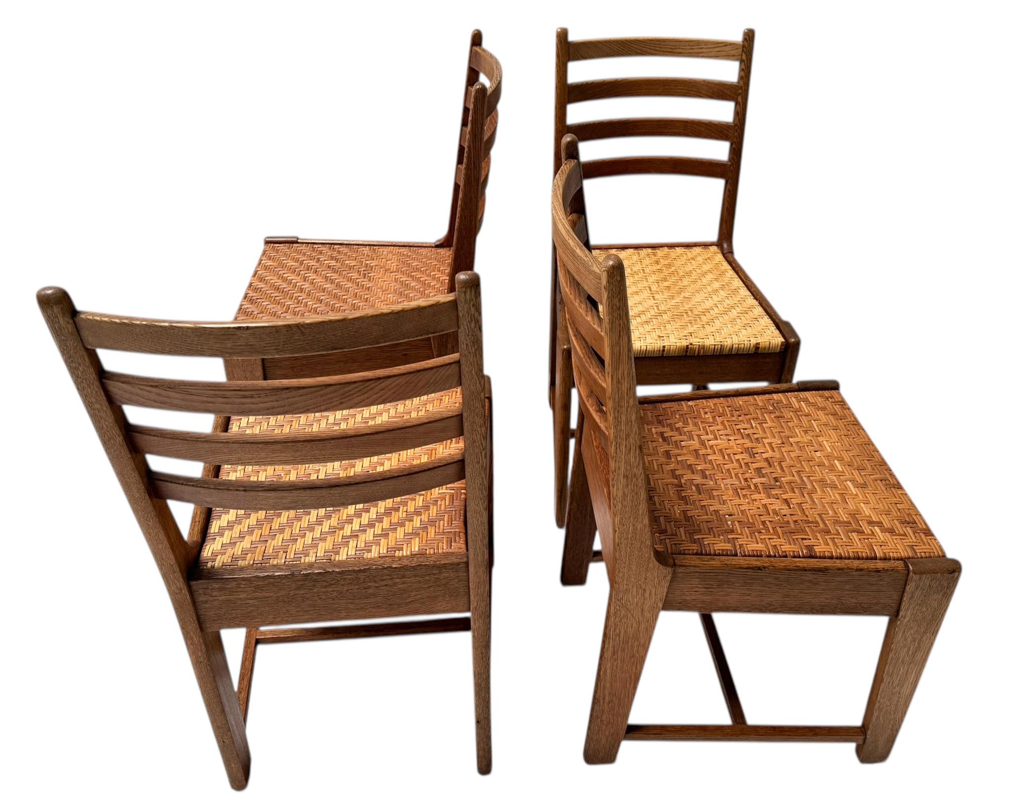 Four Modernist Art Deco Dining Room Chairs by Bas van Pelt for My Home, 1930s (Rattan) im Angebot
