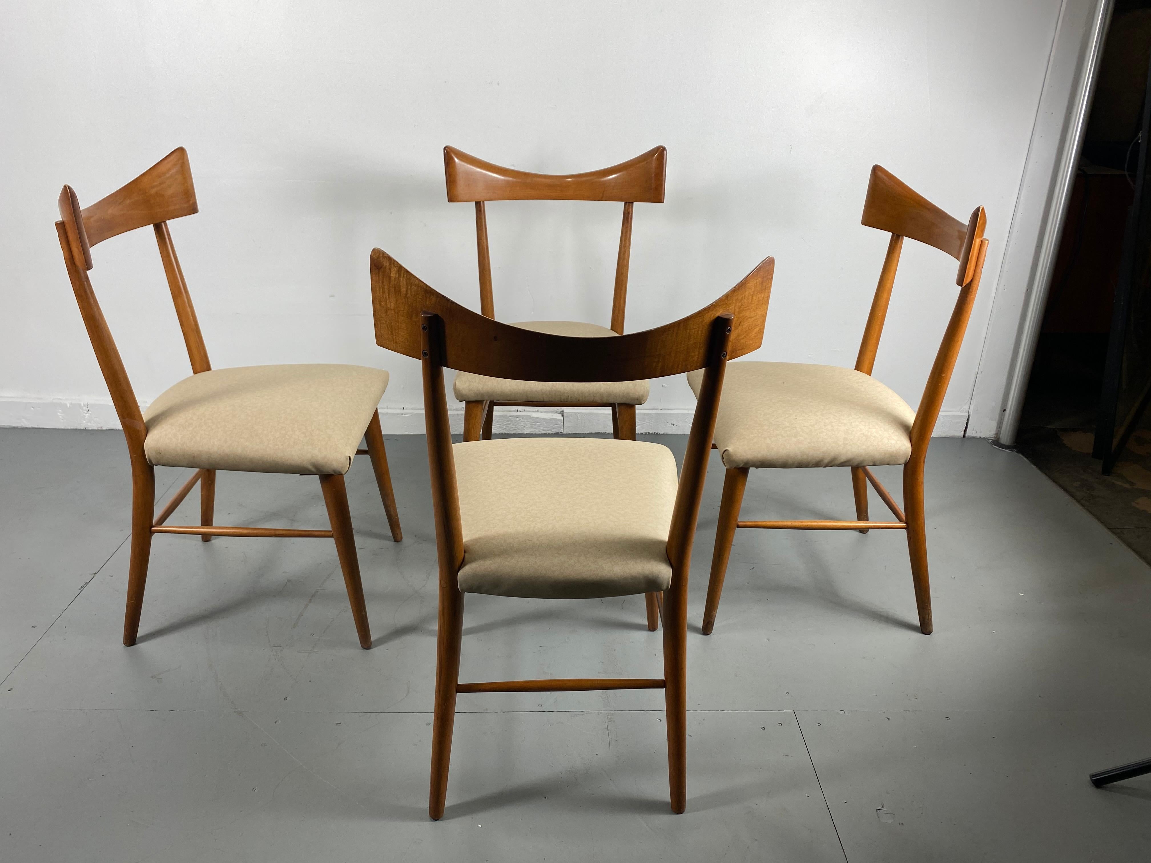 Fabric Four Modernist Paul McCobb Winchendon Open Back Dining Chairs