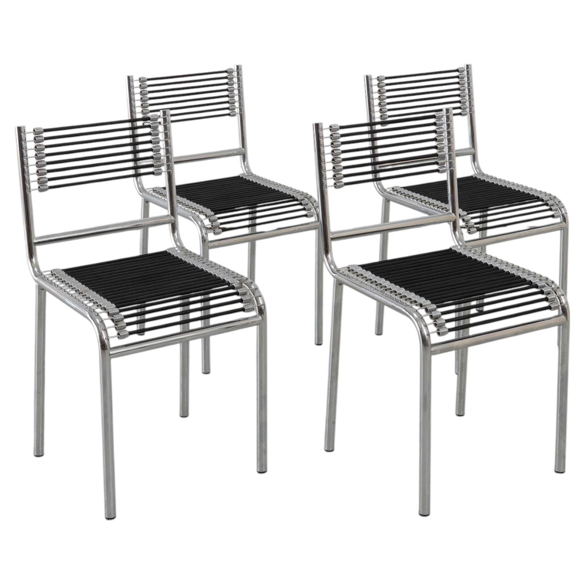 Four Modernist Tubular Sandows Chairs by Rene Herbst, c.1980 For Sale