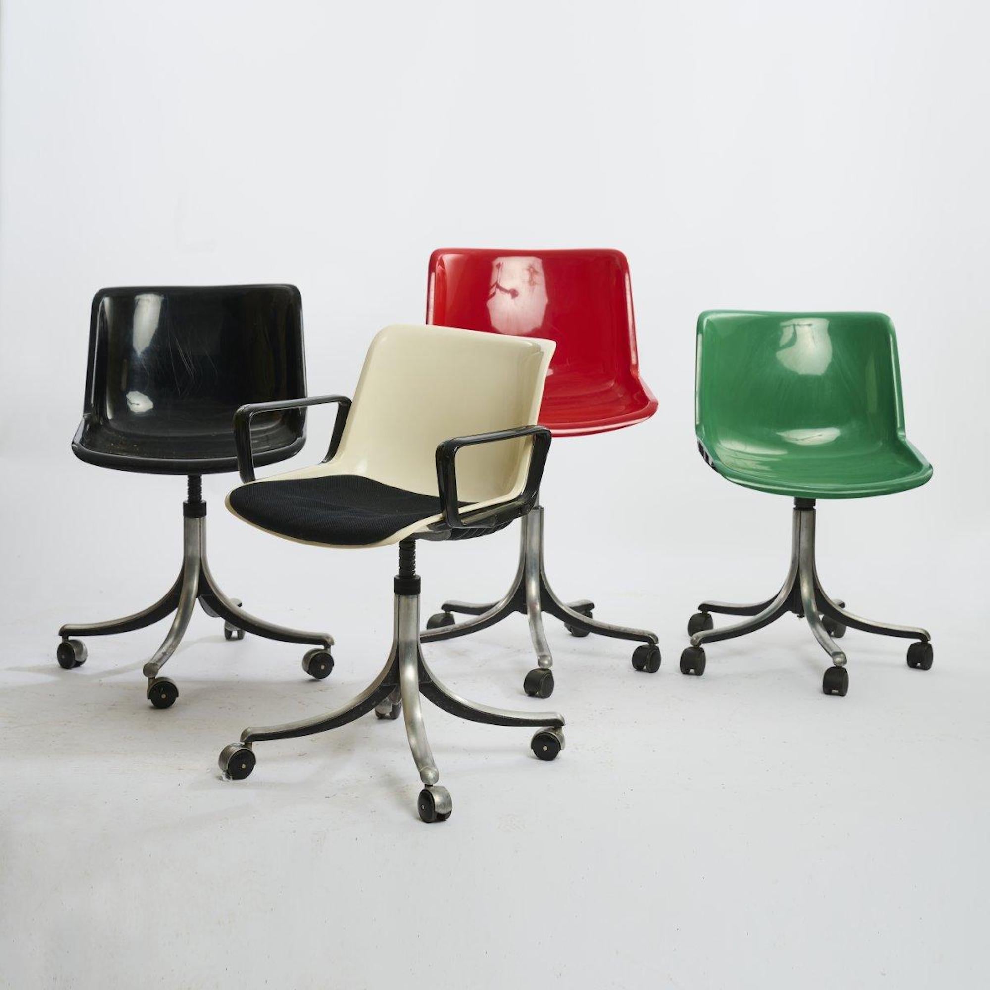 Four Modus Work Chairs by Centro Progetti Tecno, 1972. For Sale 6