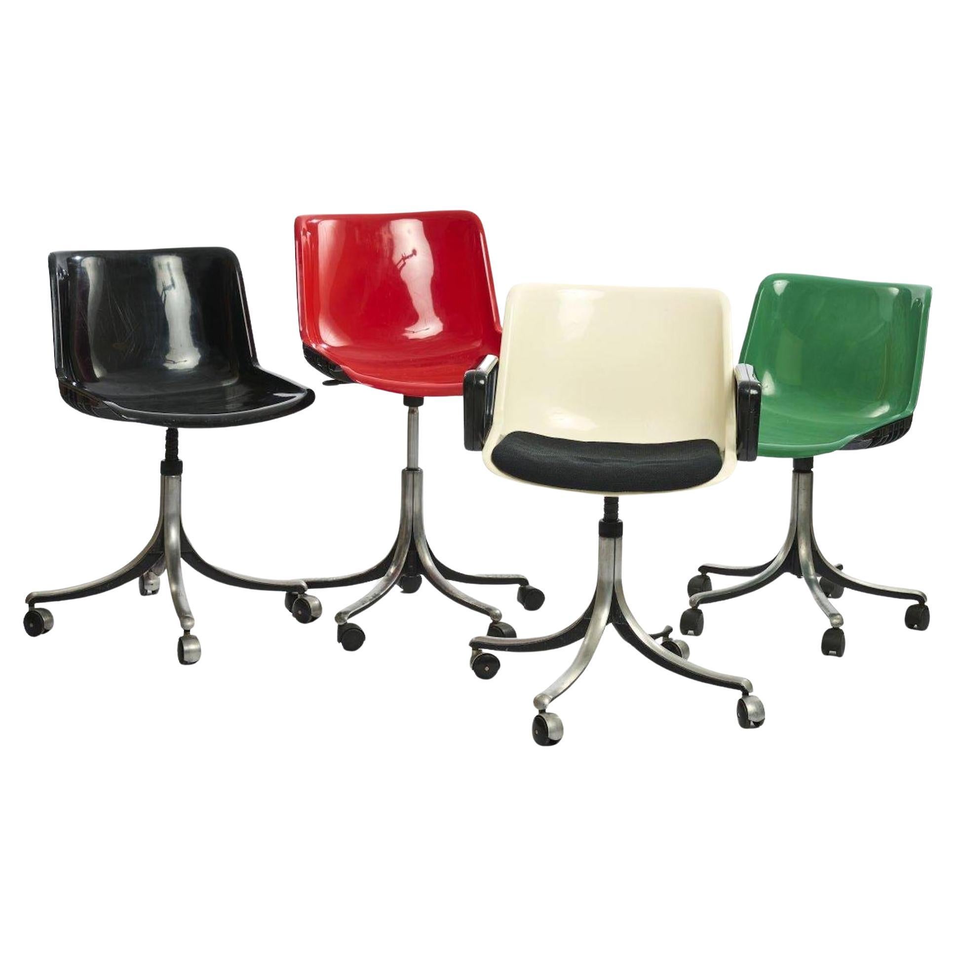 Four Modus Work Chairs by Centro Progetti Tecno, 1972. For Sale