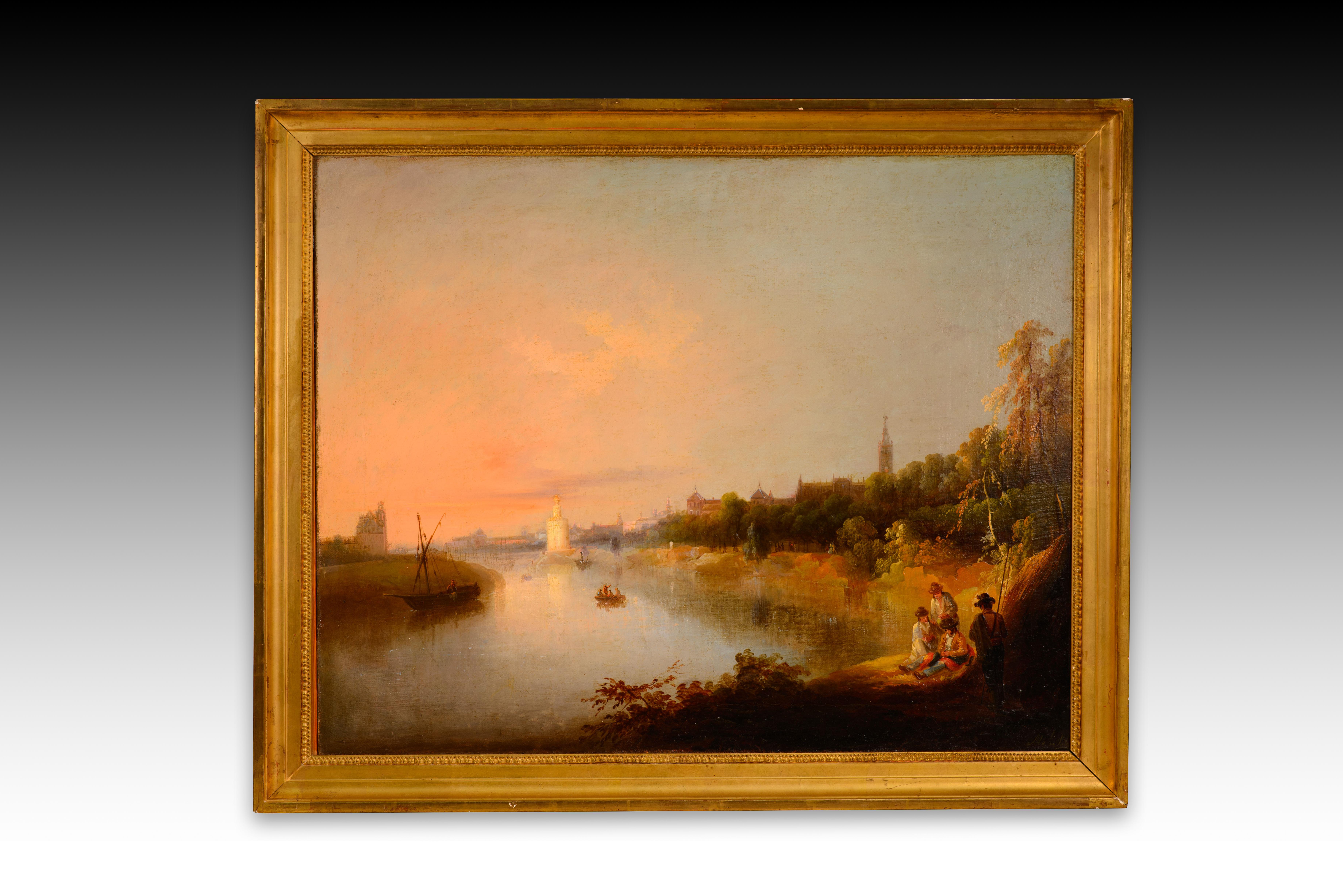 Four Moments of the Day, Seville. Oil on canvas. Barrón y Carrillo, Manuel. 19th in vendita 4