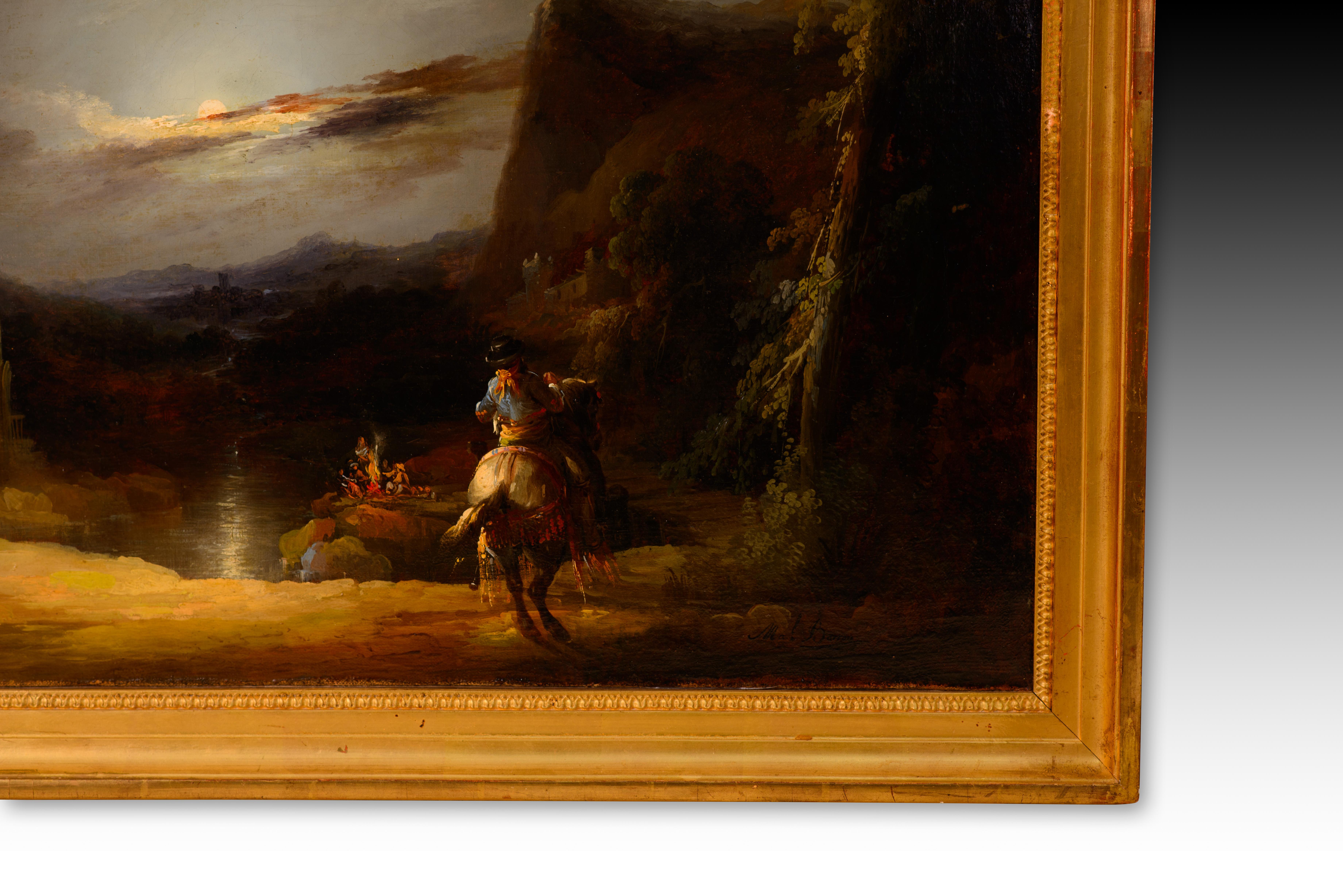 Four Moments of the Day, Seville. Oil on canvas. Barrón y Carrillo, Manuel. 19th century. 
Signed (bottom right). Labels on the back. 
Manuel Barrón y Carrillo (Seville, 1814-1884) was a Spanish painter considered the representative of Romantic