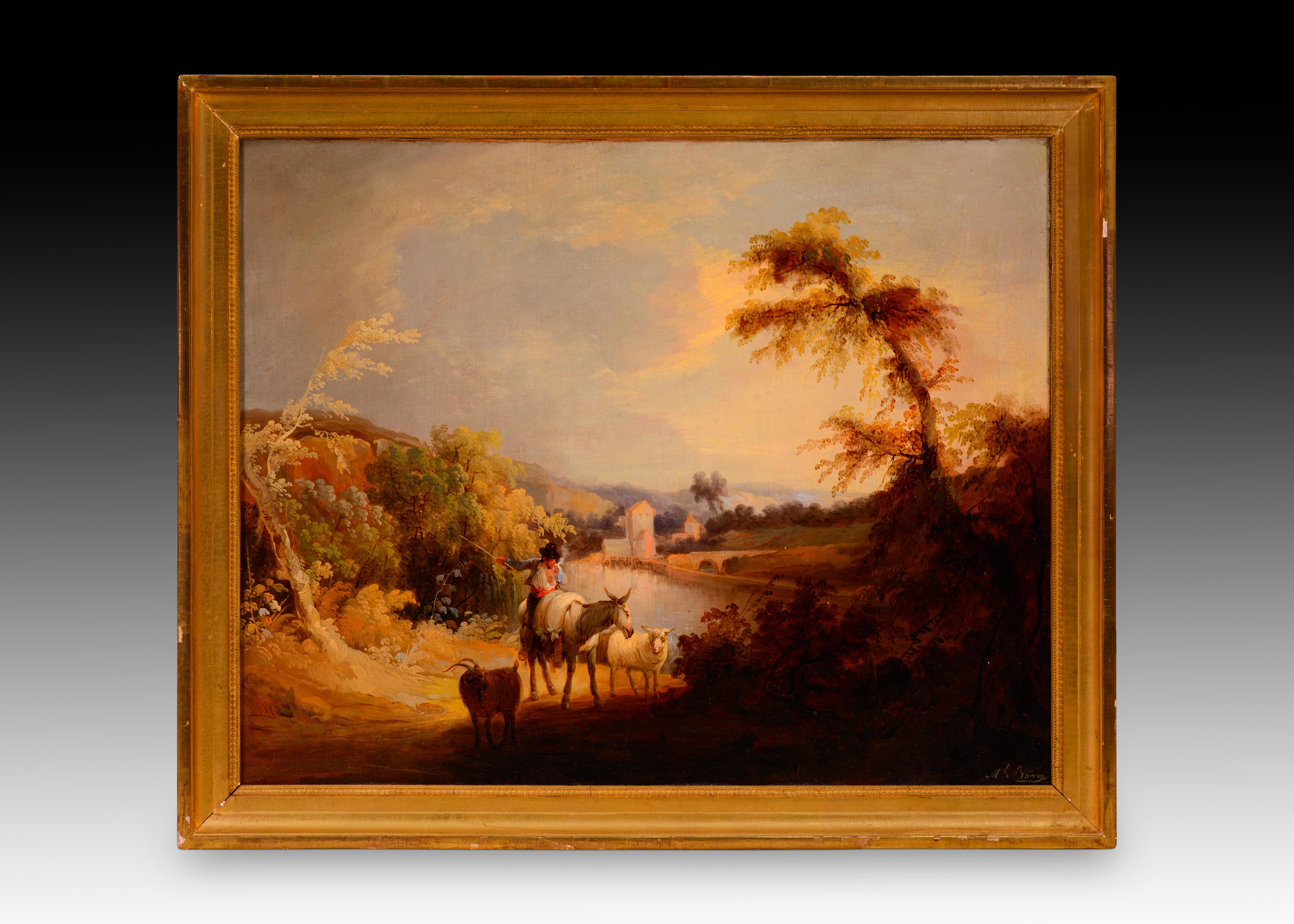 Spagnolo Four Moments of the Day, Seville. Oil on canvas. Barrón y Carrillo, Manuel. 19th in vendita