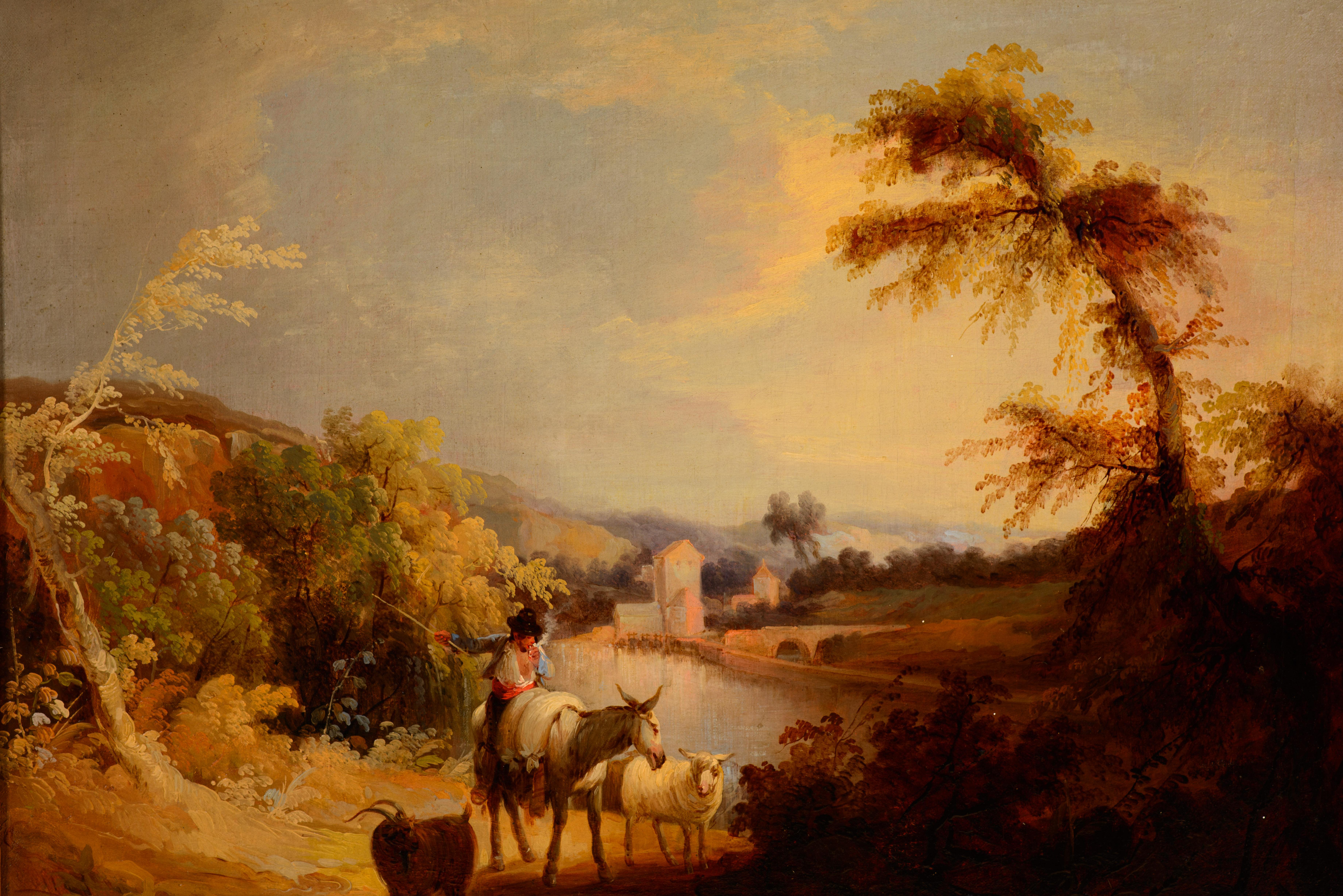Four Moments of the Day, Seville. Oil on canvas. Barrón y Carrillo, Manuel. 19th In condizioni discrete in vendita a Madrid, ES