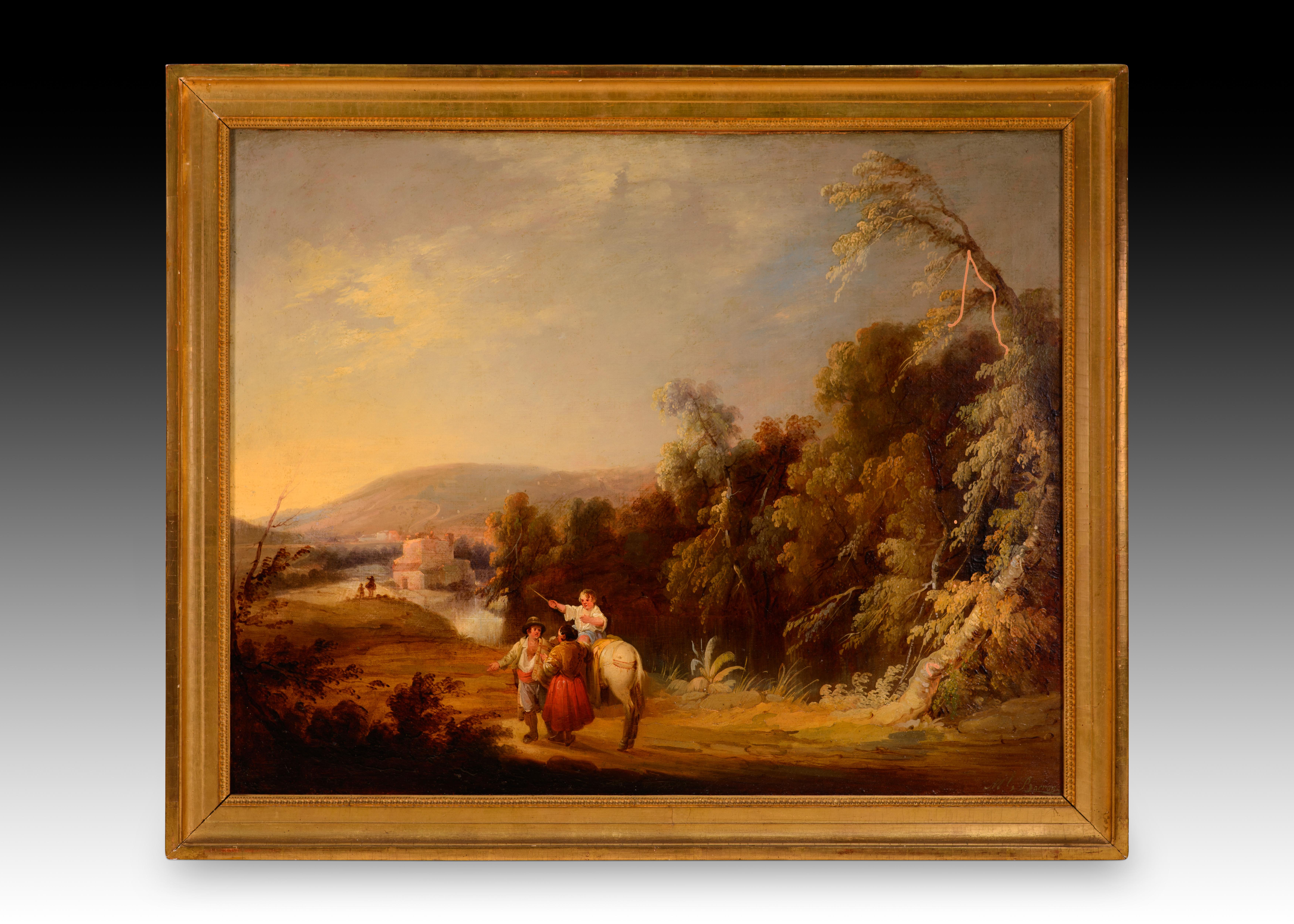 Four Moments of the Day, Seville. Oil on canvas. Barrón y Carrillo, Manuel. 19th in vendita 1