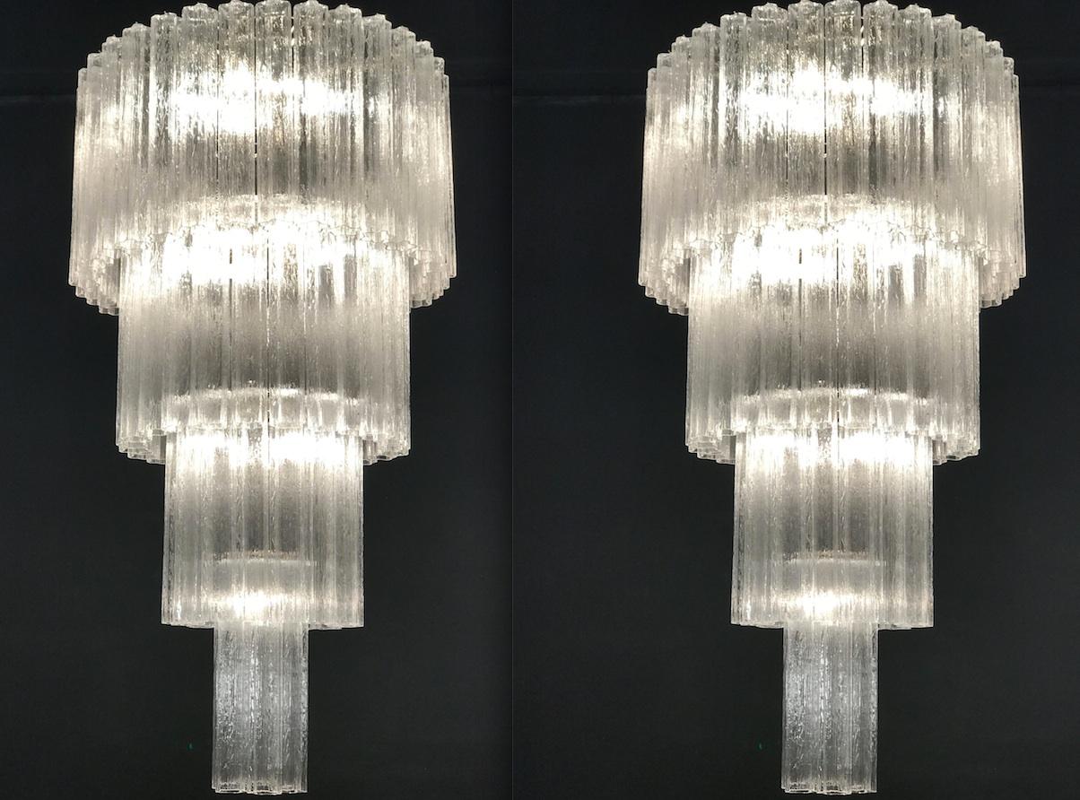 Blown Glass Four Monumental Italian Tronchi Chandeliers Murano, 1980s For Sale