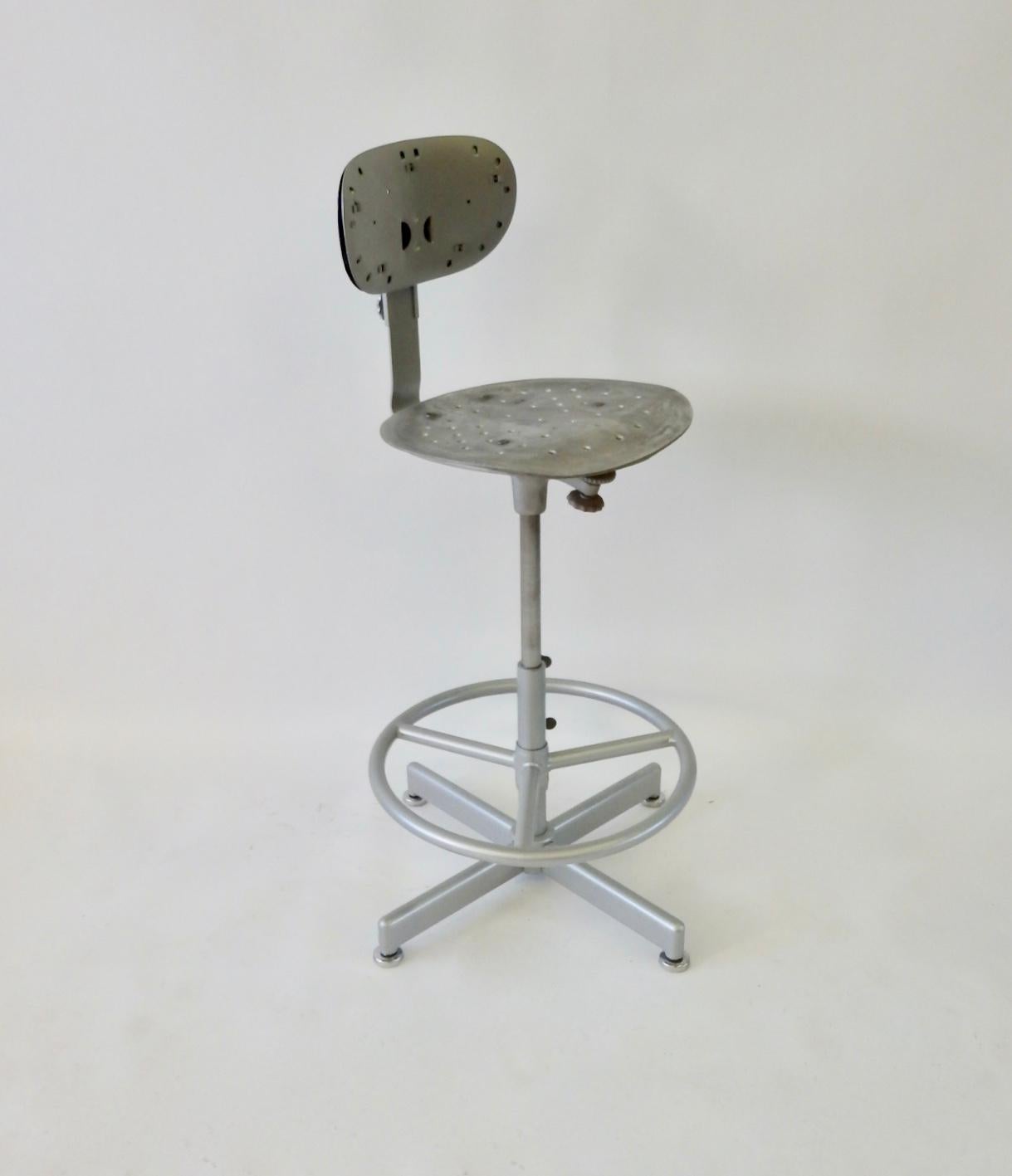 20th Century Four Multi Adjustable Industrial Operators Swivel Bar or Counter Stools