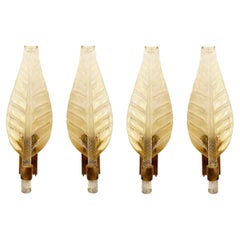 Four Murano Glass Leaf Wall Lights, Art Deco style, in Stock