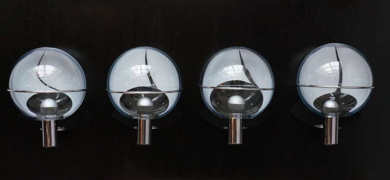 Italian Four Murano Glass Sconces Attributed to Toni Zuccheri For Sale