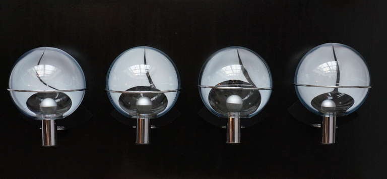 Italian Four Murano Glass Sconces Attributed to Toni Zuccheri